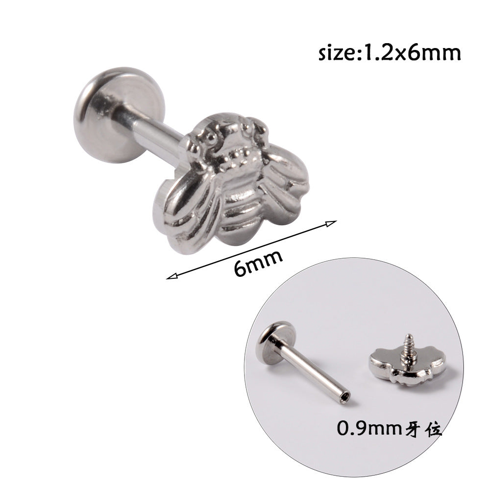 20G Cartilage Labret Back Stud Bee Nose Clicker Septum Ring - Stainless Steel Body Jewelry for Piercing | Perfect for Nose, Ear, Septum & Lip Piercings | HSPJ682
