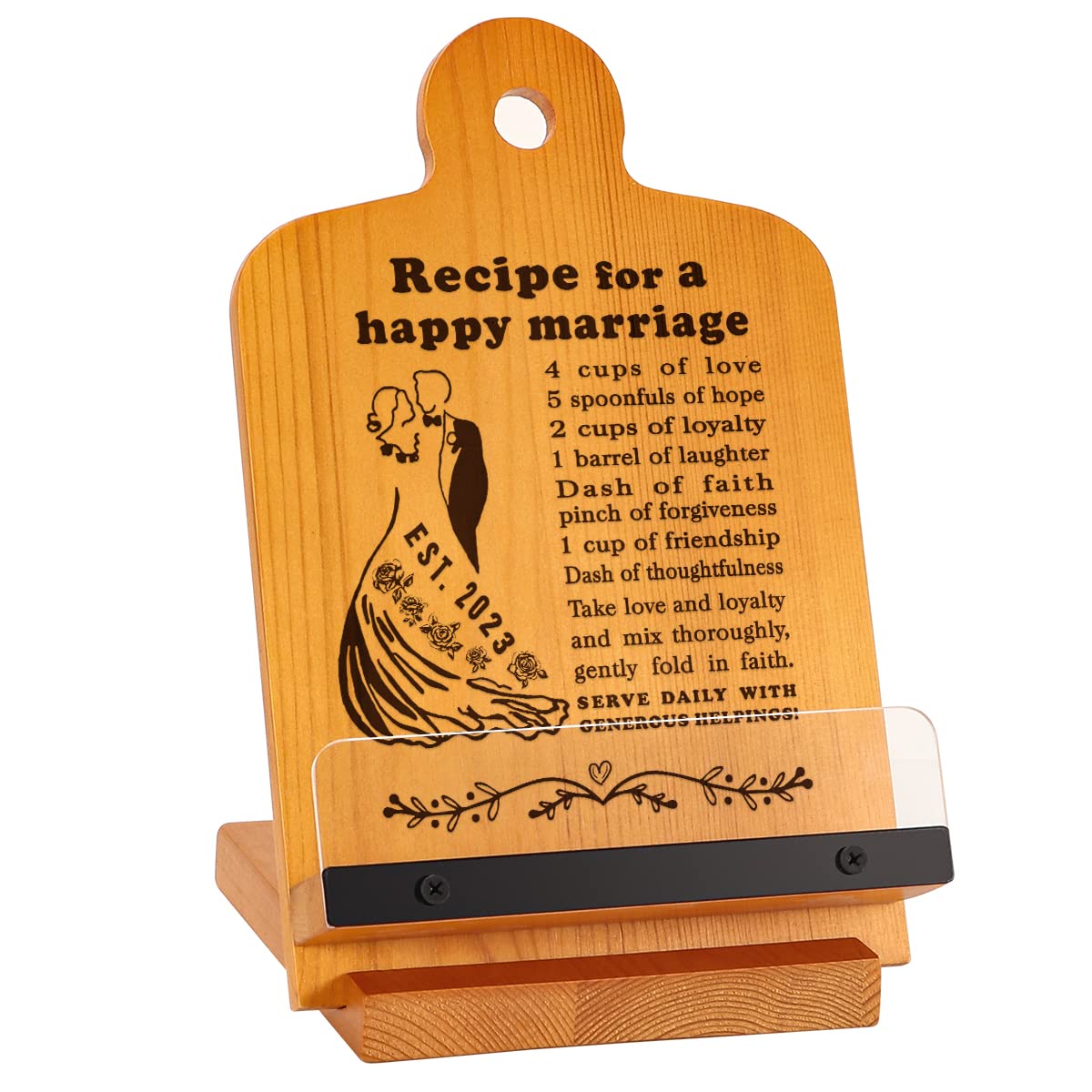 2023 Best Wedding Gifts for Couples - Thoughtful Engagement, Anniversary & Marriage Gifts for Wife, Friends & Newlyweds | Happy Marriage Cookbook Recipe Book Stand | Perfect Kitchen Gift for Bridal Showers & Housewarming Parties