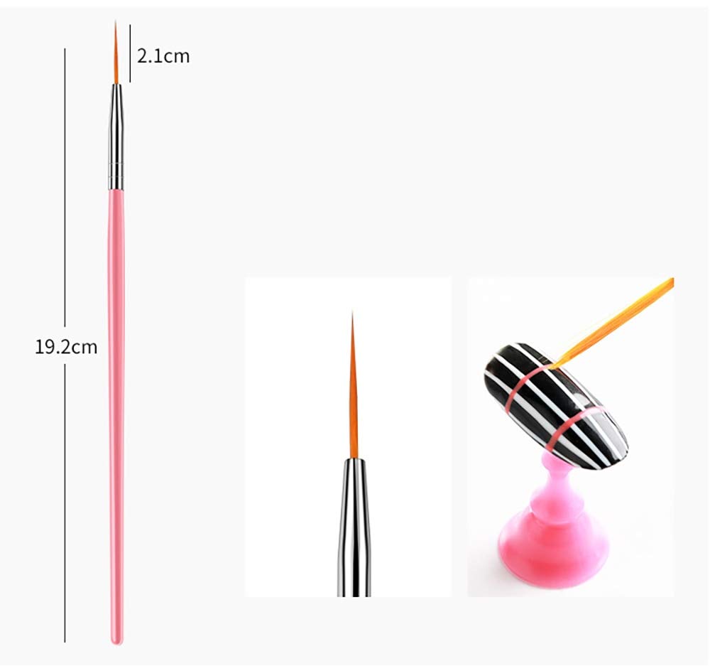Trexee 15-Piece Professional Nail Art Brush Set for Acrylic & UV Polish - Nail Design Painting Tools with Fine Detail Brushes (Pink) | Perfect for Salon, Home Manicures & Nail Art Enthusiasts