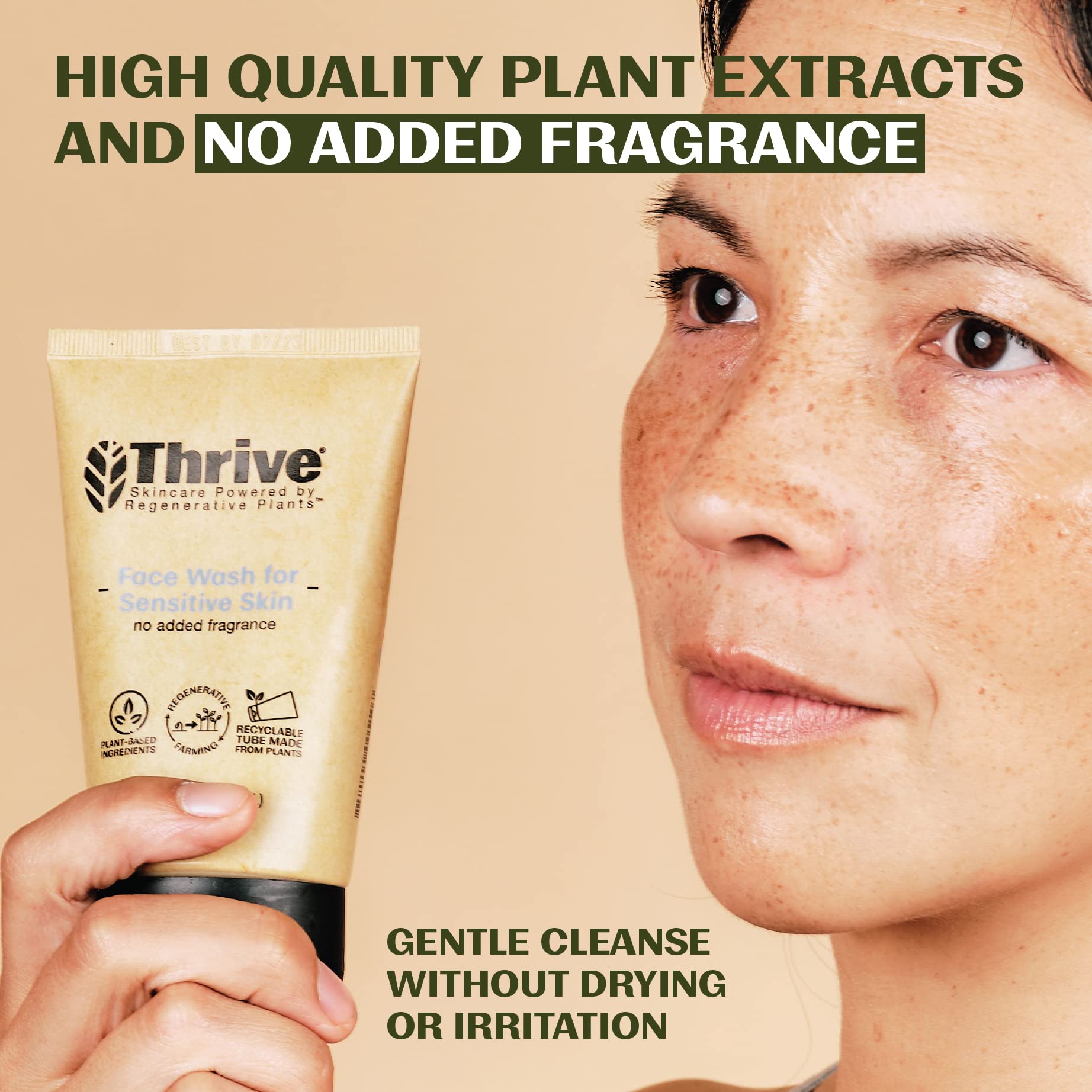 Thrive Sensitive Skin Face Wash - Gentle Vegan Cleanser for Women & Men - Daily Skincare Routine