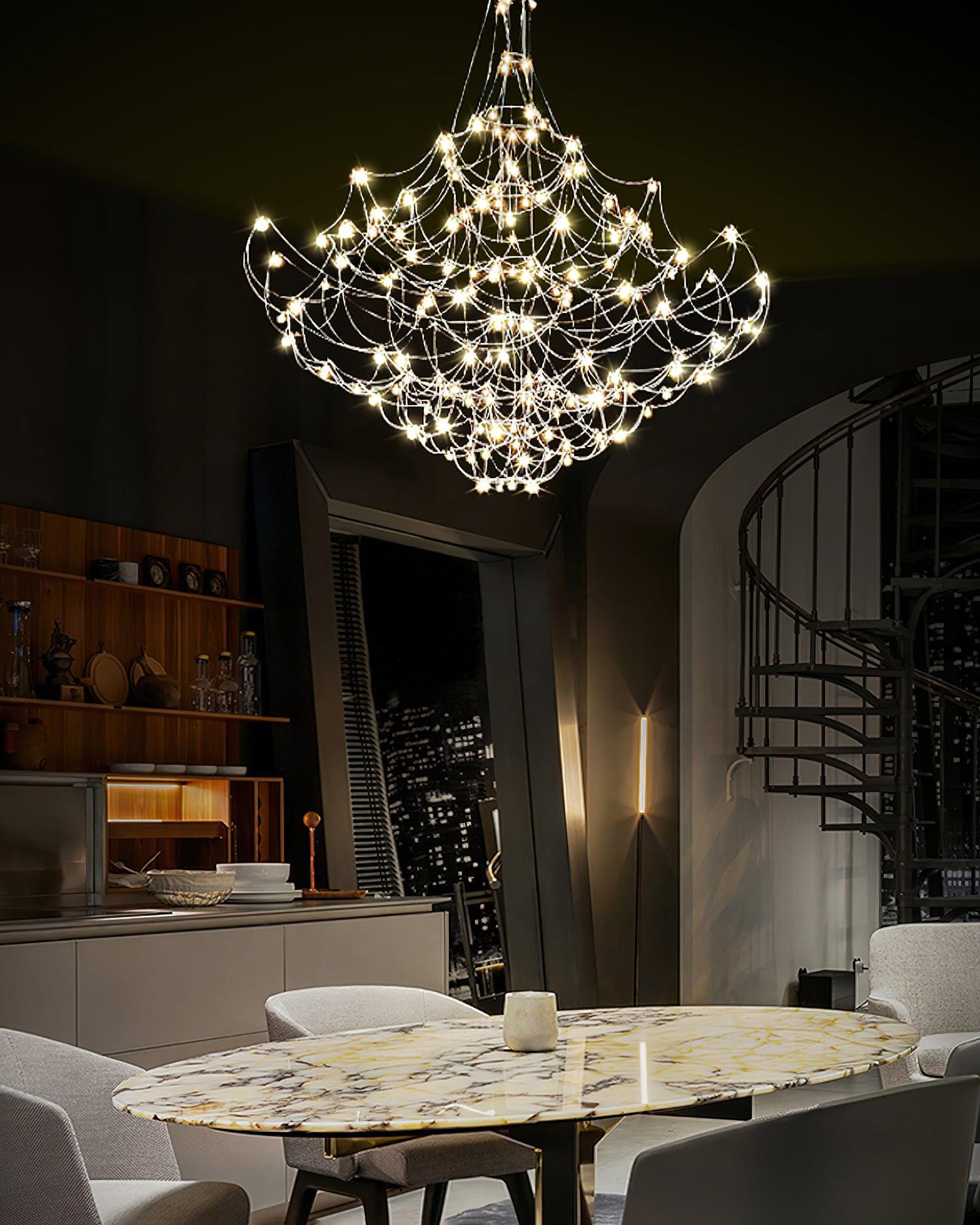 Amos Light Group Chandelier - Modern Crystal Ceiling Light Fixture for Dining Room, Living Room & Bedroom | Elegant Lighting Decor for Home & Office