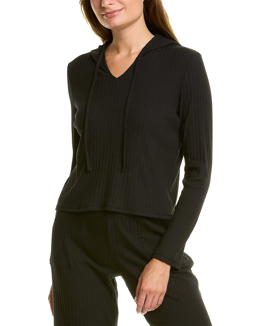 Yummie Women's Cotton Stretch Rib Cropped Hoodie - Soft Comfortable Pullover Sweatshirt for Casual Wear, Lounge & Workout