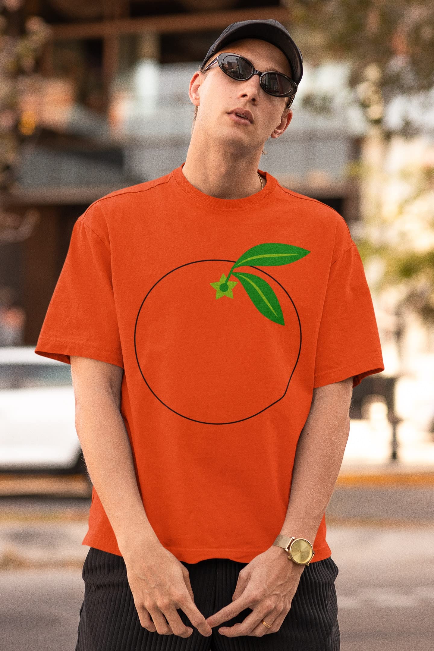 Old Glory Halloween Fruit Orange Costume T-Shirt for Men - Funny Citrus Costume Party Outfit for Halloween, Cosplay & Theme Parties