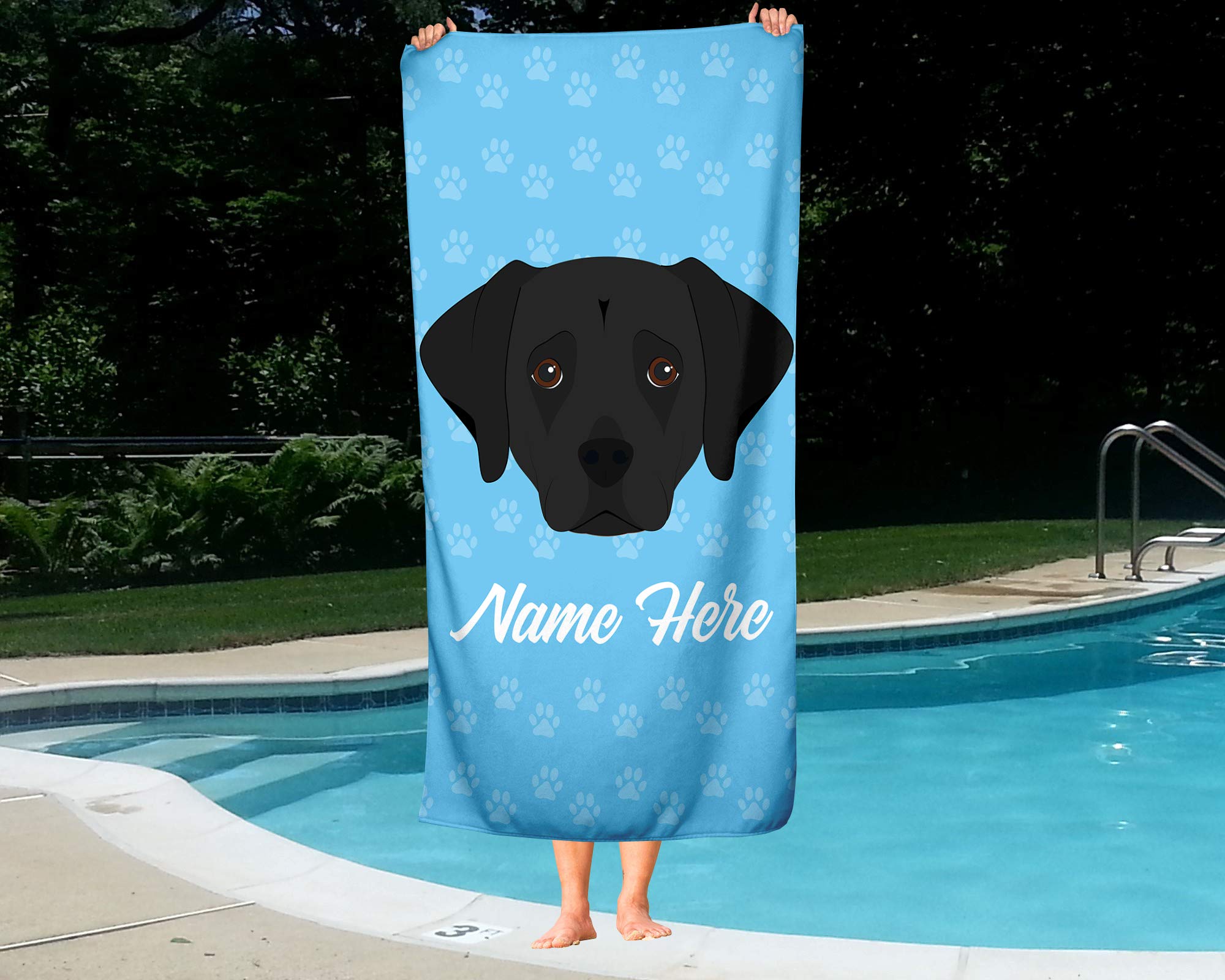 Personalized Black Lab Beach & Bath Towels - Large & Medium Sizes - Custom Labrador Retriever Towels for Adults & Kids - Perfect for Travel, Pool, Gym & Home Use