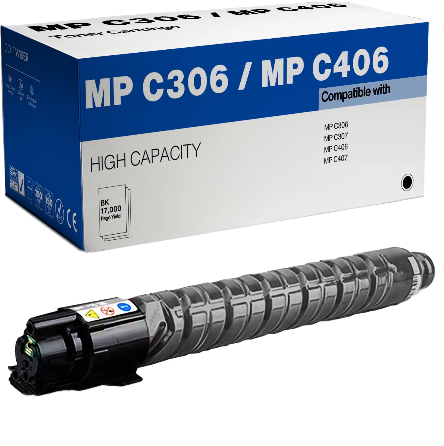 High-Yield Black Compatible Toner Cartridge Replacement for Ricoh 842091 - Works with Ricoh MP C307 & MP C406 Printers | Ideal for Office Printing & High-Volume Document Production