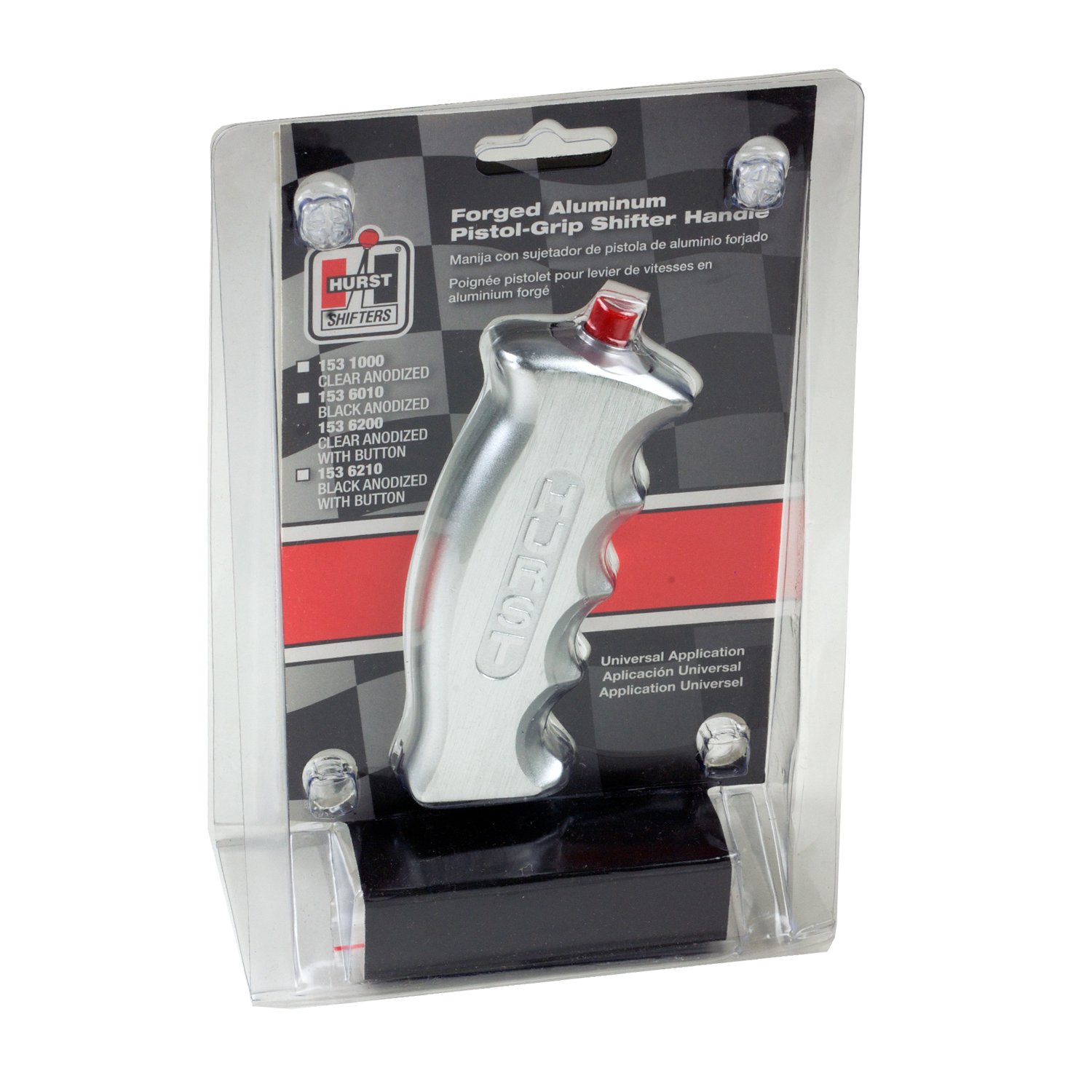 Hurst 1536200 Universal Pistol Grip Shift Handle with Switch - Aluminum Performance Shifter for Cars & Trucks - Perfect for Racing, Off-Roading & Custom Builds