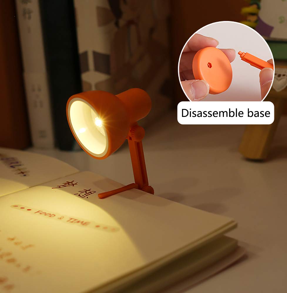 2 Pack LED Mini Table Lamp, Foldable Night Reading Light for Home, Office & Bedroom - Portable Eye Protection Book Light for Computer, Study & Travel - LD02 Orange