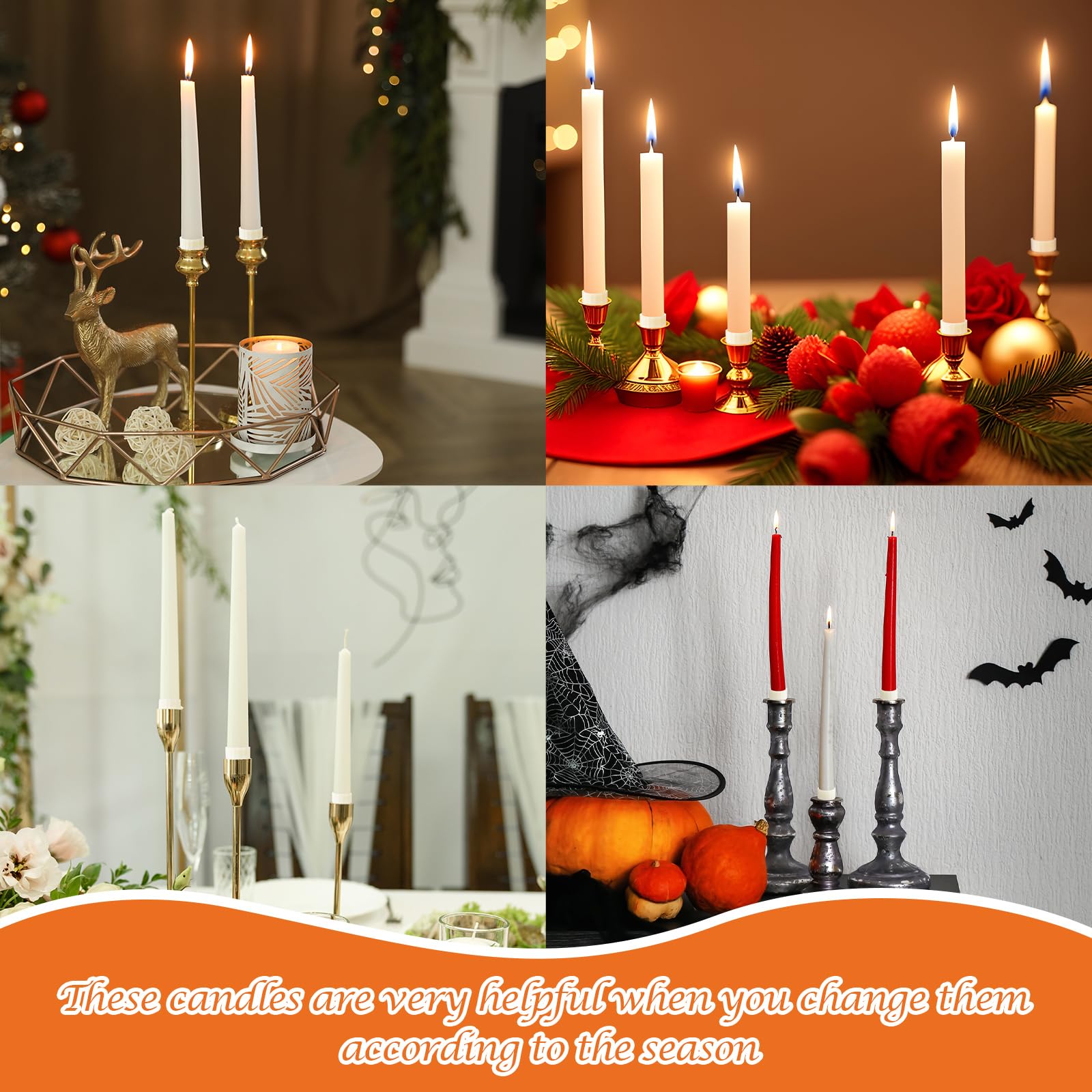 20 Pack Rubber Candle Grips - Secure Taper Candles & Cups for Tables & Weddings