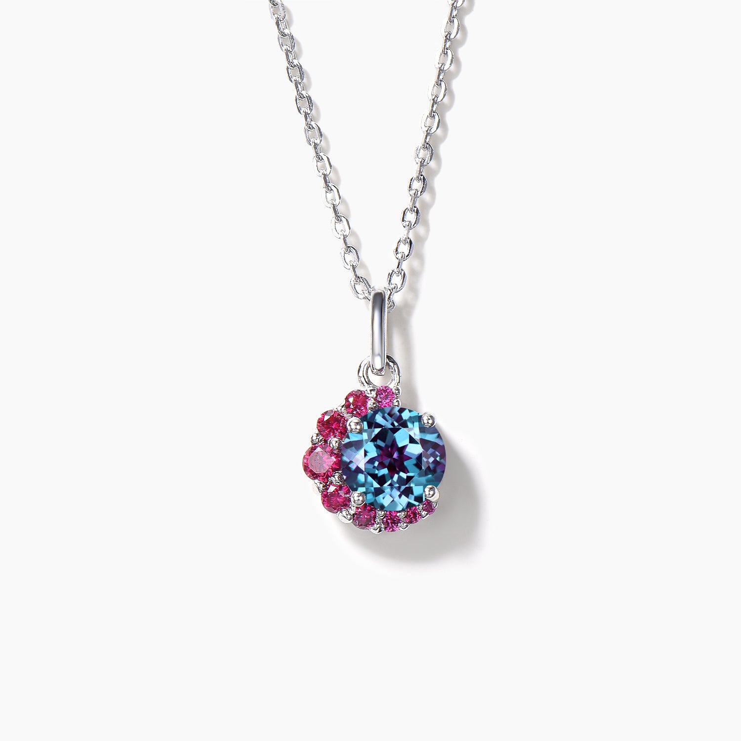 Round Cut Color Changing Alexandrite Pendant with Ruby Moon Necklace | Elegant Jewelry for Women | Perfect for Weddings, Anniversaries & Special Occasions