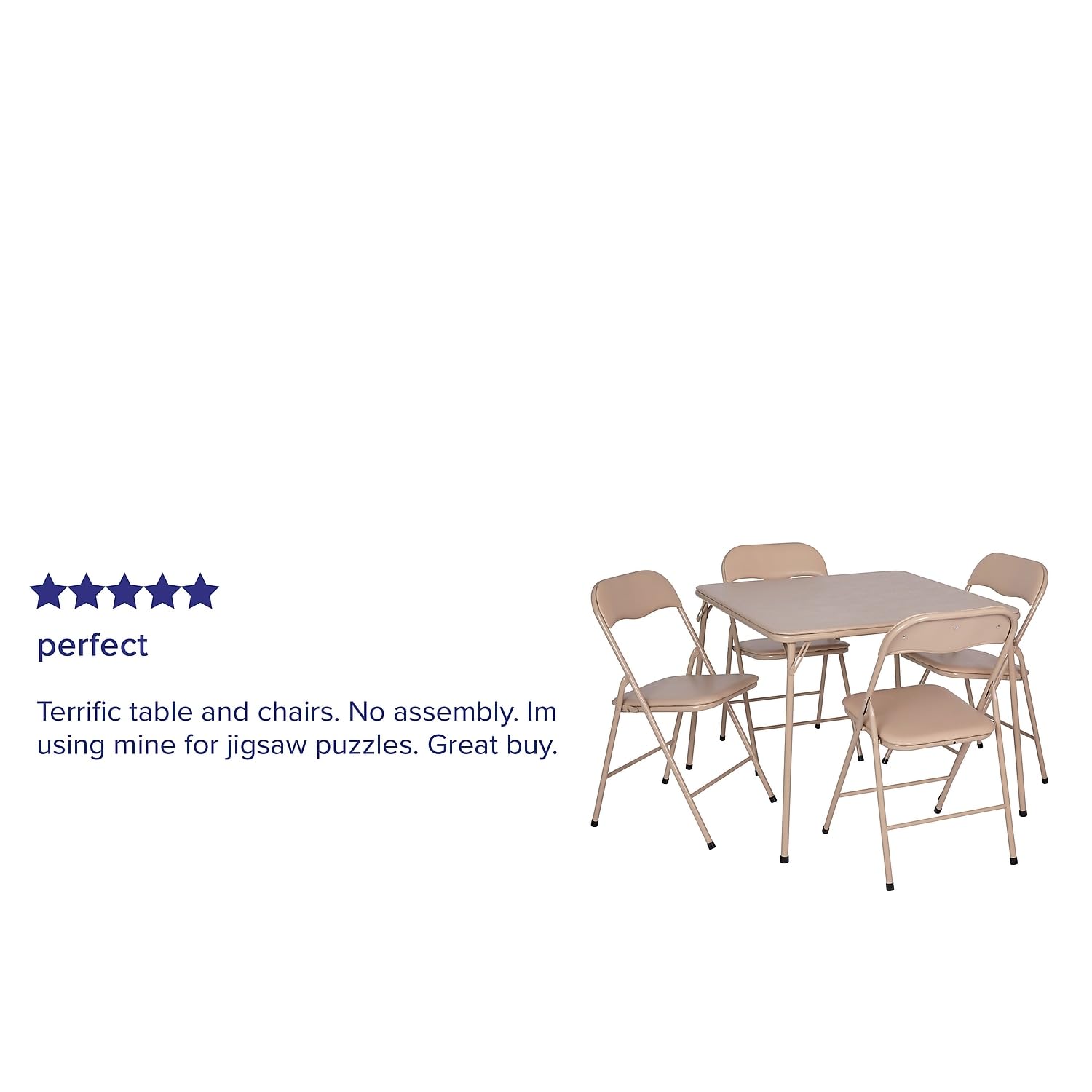 Flash Furniture Madison 5-Piece Folding Card Table and Chairs Set - Portable Indoor Outdoor Game Table with Tan Vinyl Top - Perfect for Poker Nights, BBQs, Picnics & Family Gatherings