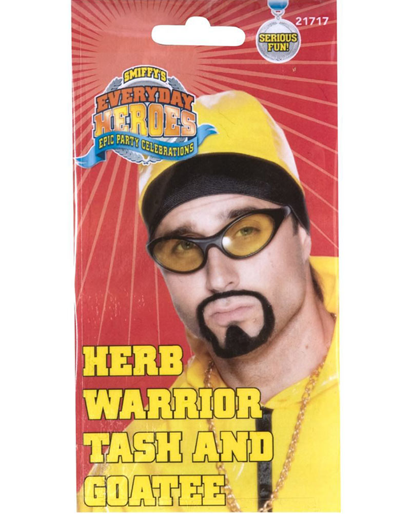 2000s Herb Warrior Mustache and Goatee Beard Set for Cosplay & Halloween Costume Accessories - Perfect for Costume Parties, Themed Events, and Movie Character Impersonations