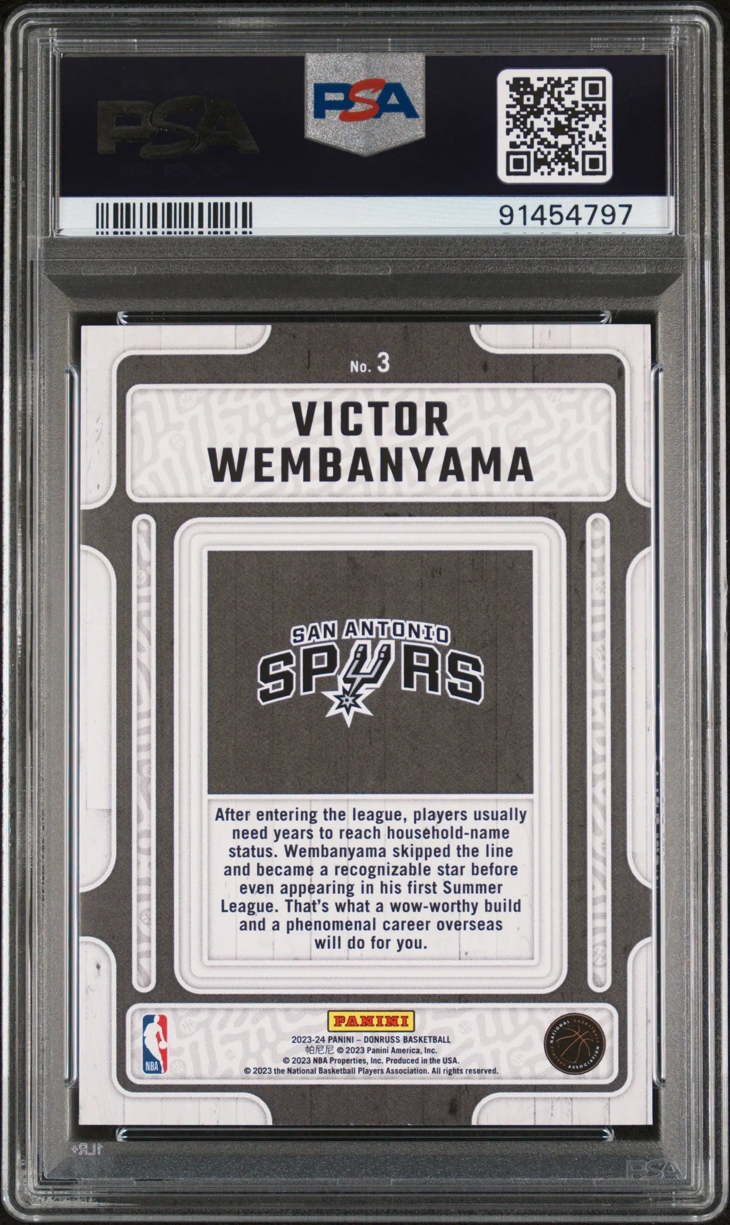 2023 Panini Donruss Hardwood Masters Victor Wembanyama Rookie Card PSA 9 Mint - Basketball Trading Card for Collectors & Investors | Perfect for Display, Trading, and Portfolio Growth