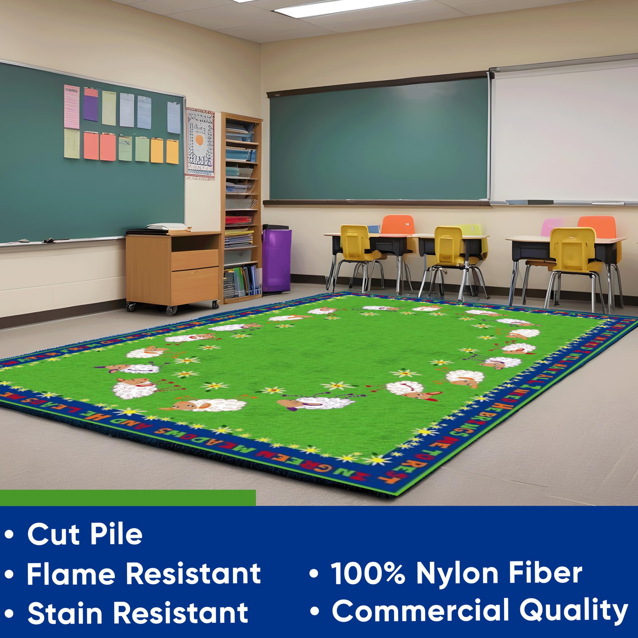 Soft Little Lambs of God Sunday School Carpet 6' x 8'6
