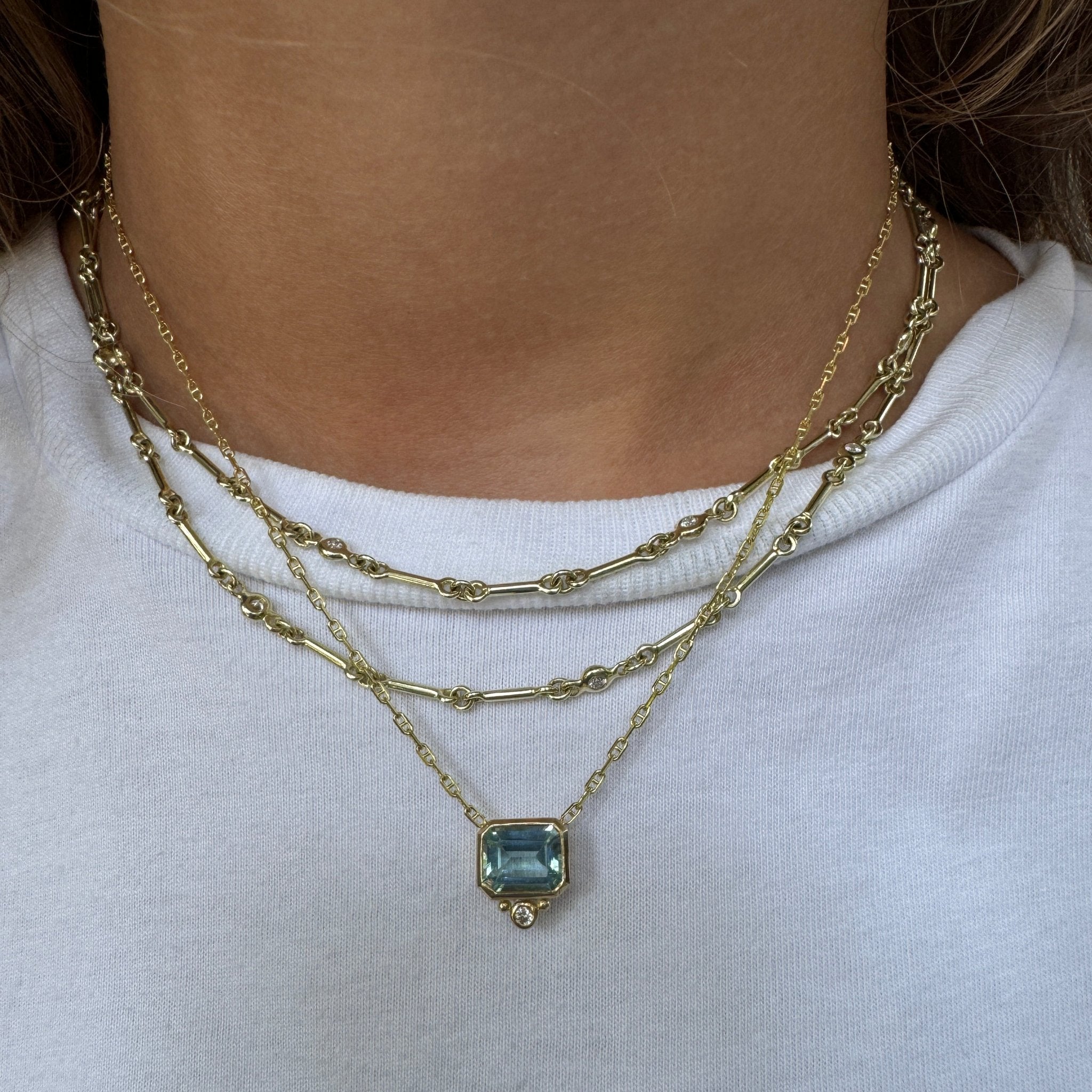 14K Gold Aquamarine & Diamond Bezel Pendant Necklace for Women - Elegant Jewelry Gift for Birthday, Anniversary & Special Occasions