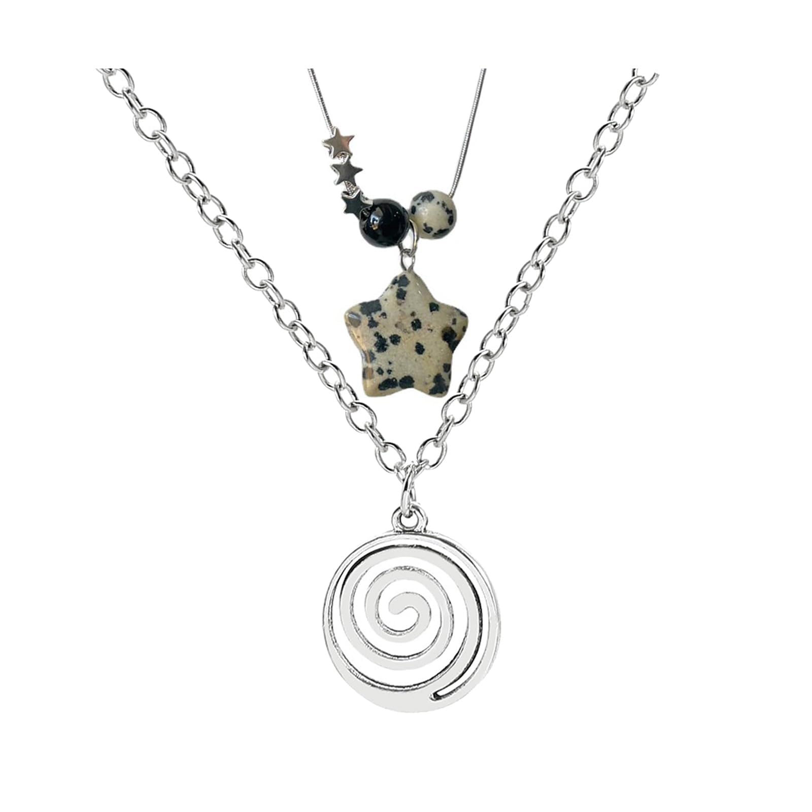 2 Pcs Y2K Star Necklace for Women & Men - Trendy Grunge Jewelry & Accessories for Casual Wear, Parties, and Festivals