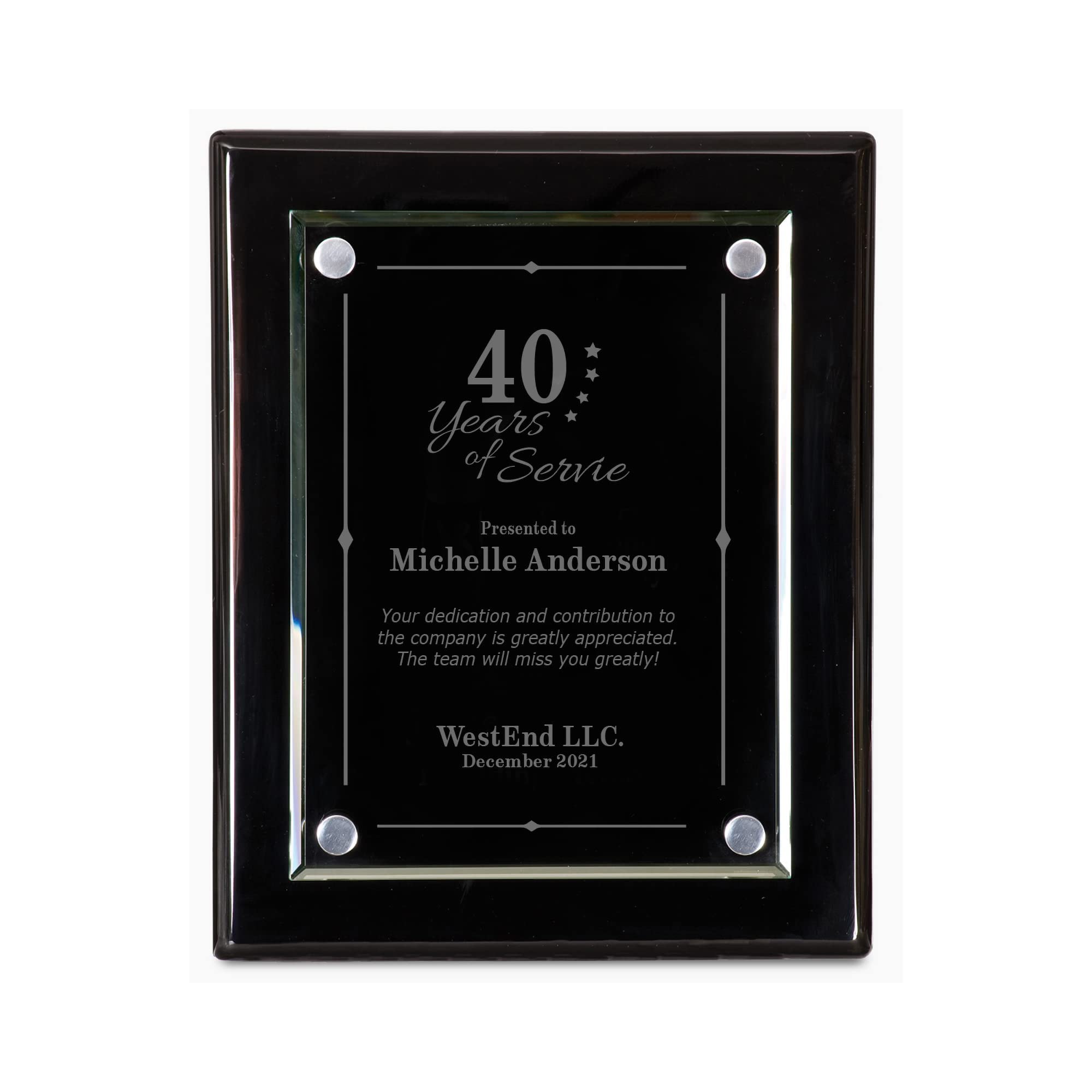 Custom Engraved Floating Glass Plaque - Personalized Piano Black Finish Wall Plaque for Employee Recognition, Appreciation Awards, Retirement Gifts & Service Awards (10.5x13 Inches) - Perfect for Office Decor, Corporate Events & Milestone Celebrations