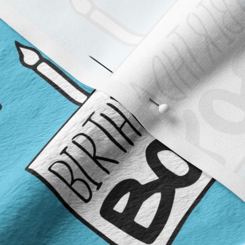 Premium Spoonflower Printed Minky Fabric - Birthday Boy Blue Celebration Cake Candle Design - Soft Plush Fat Quarter for Baby Blankets, Quilt Backing & Sewing Projects | Perfect for Nursery Decor, DIY Gifts & Party Decorations
