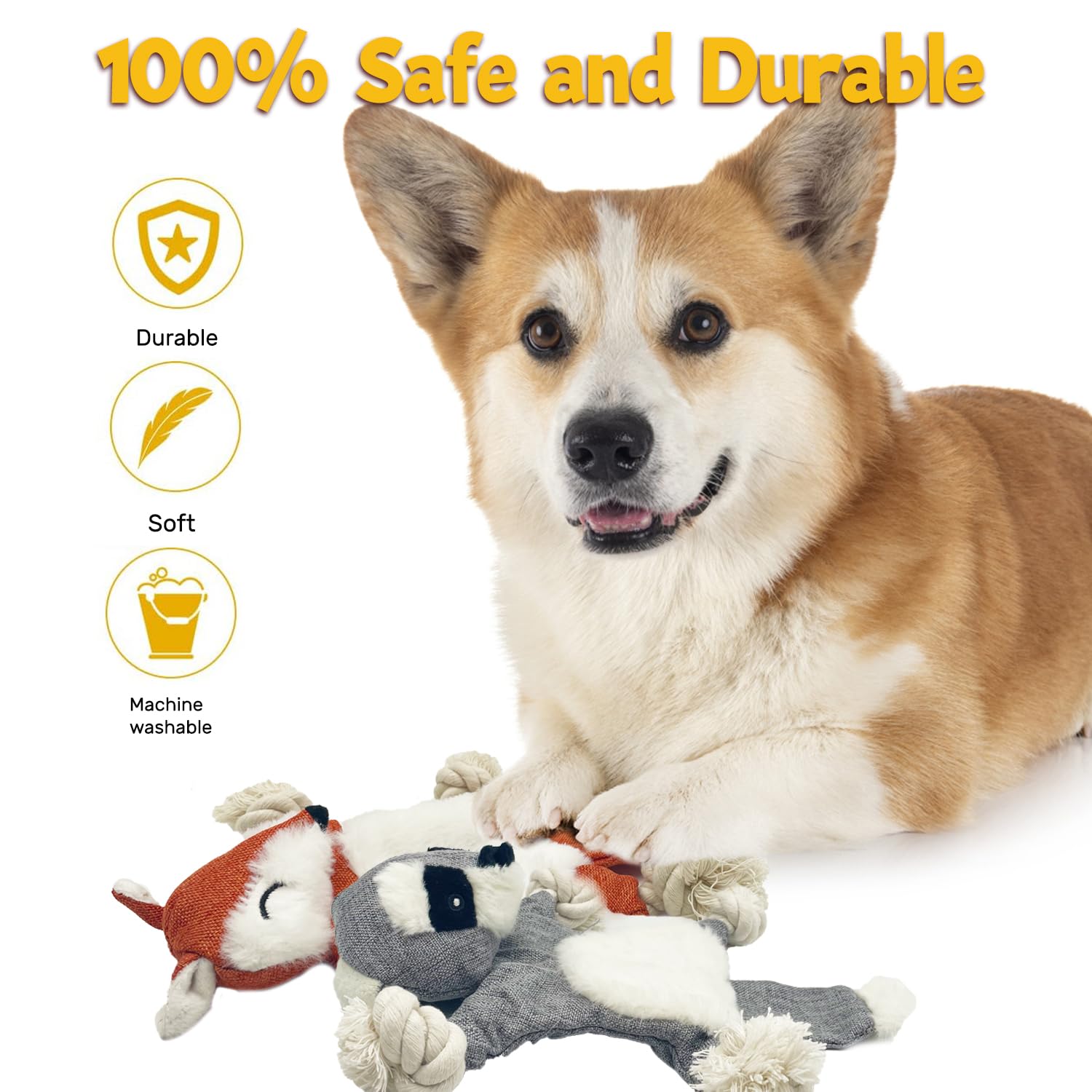Durable Rope Dog Toys for Small Dogs - 3 Pack Interactive Tug of War & Plush Crinkle Toys for Aggressive Chewers - Perfect for Indoor Play, Training, and Keeping Pets Busy