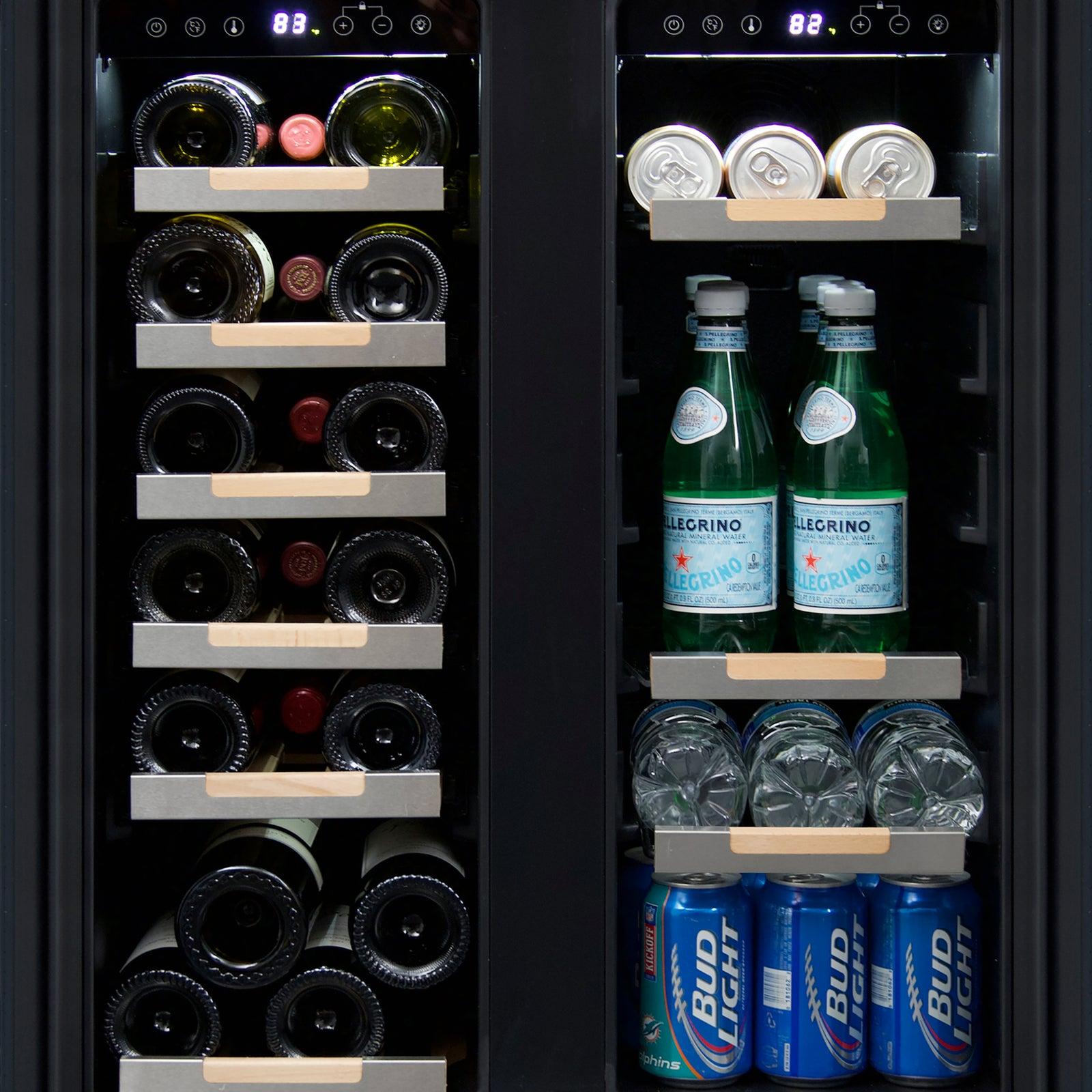 Avanti Elite WBE1956Z3S Stainless Steel Side By Side Wine and Beverage Cooler - Holds 19 Bottles & 56 Cans (12 oz) - Perfect for Home Bars, Restaurants, and Wine Cellars