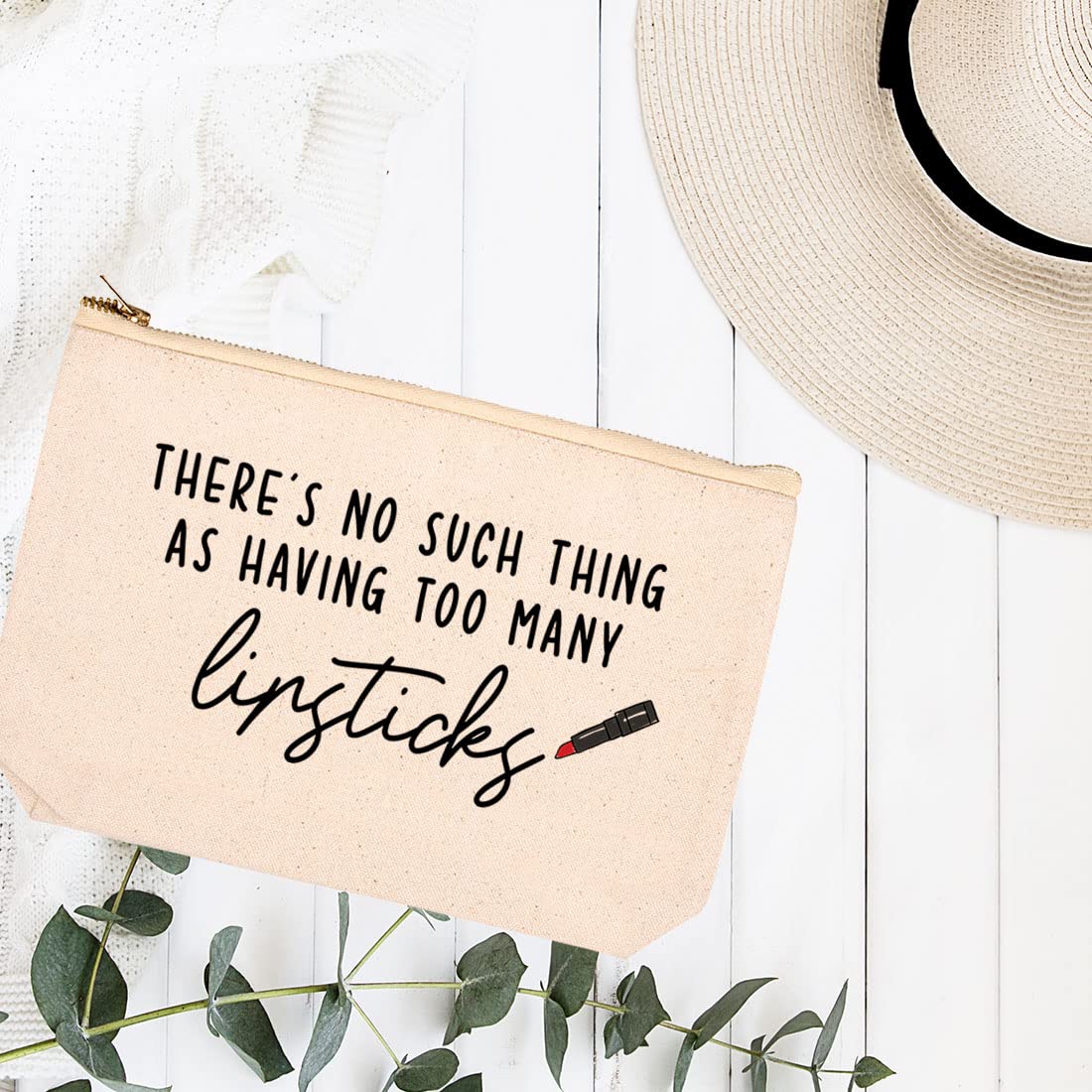 Funny Lipstick Makeup Bag - Cute Cosmetic Travel Pouch for Women (6.5x9 Inch) - Perfect Gift & Purse Organizer