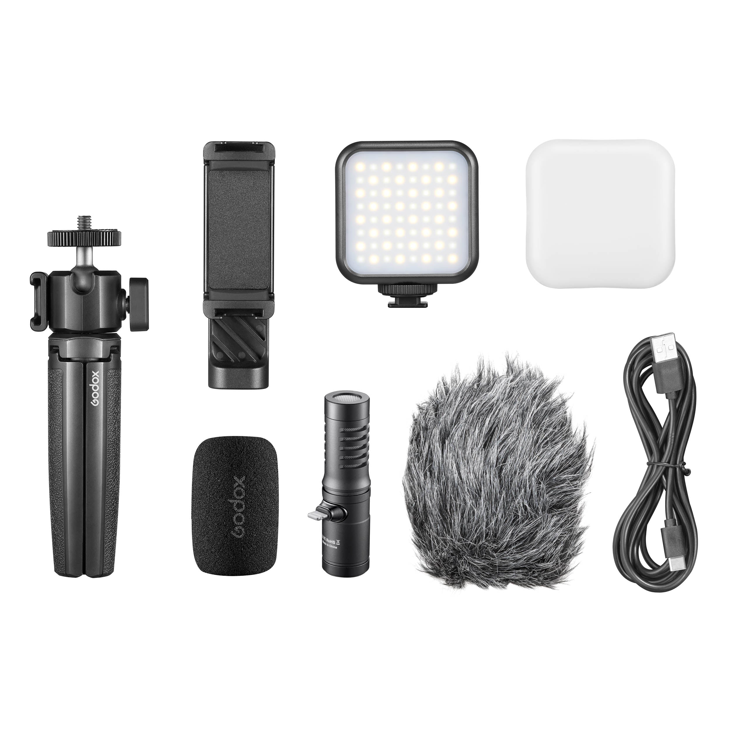 Godox VK2 LT All-in-One Vlogging Kit with Bi-Color LED Video Light - Perfect for YouTube, TikTok & Live Streaming (Clearance Sale)