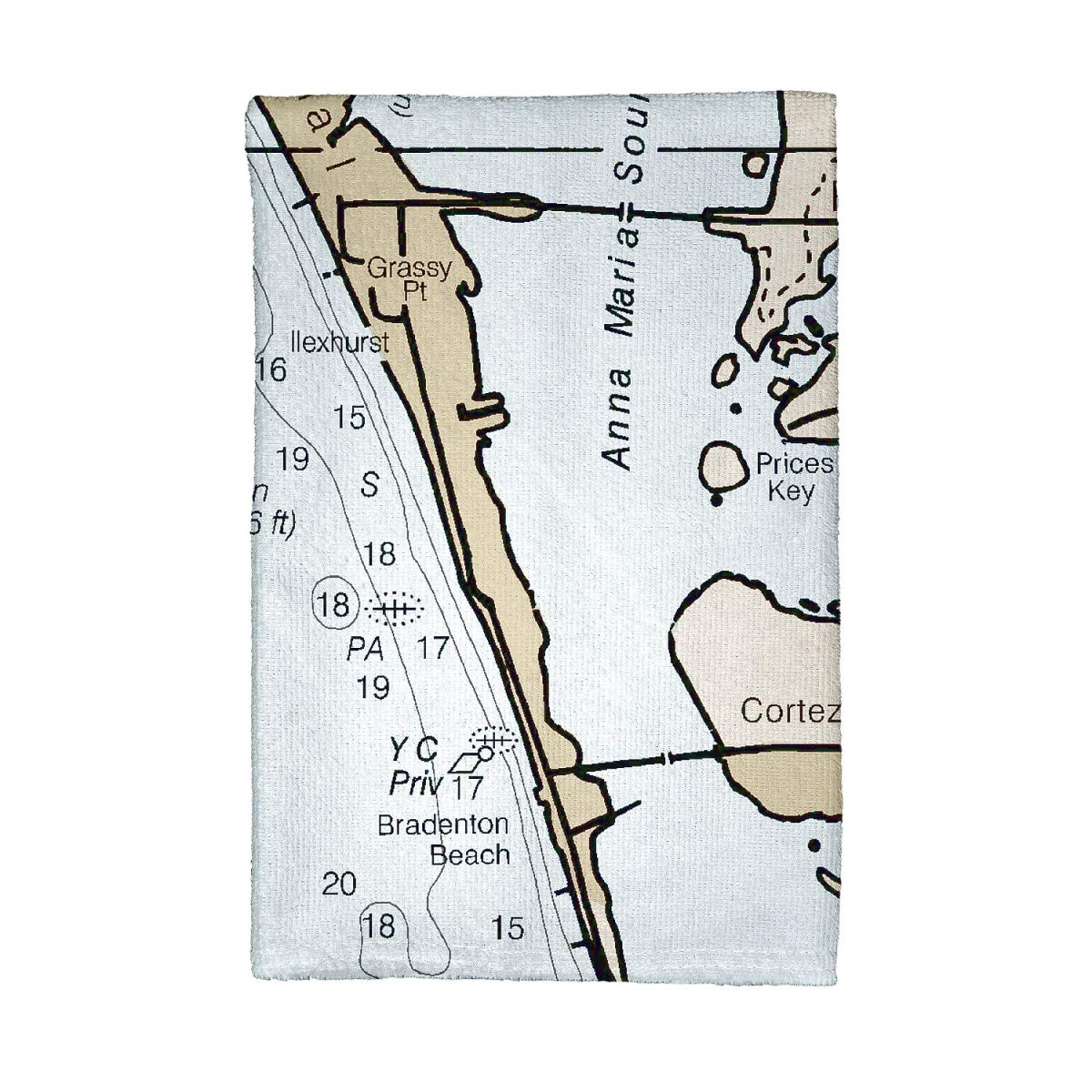 Betsy Drake KT11424 Anna Maria Island FL Nautical Map Kitchen Towel - Decorative & Absorbent Dish Towel for Coastal Themed Kitchens, Beach House Decor, and Florida Gifts