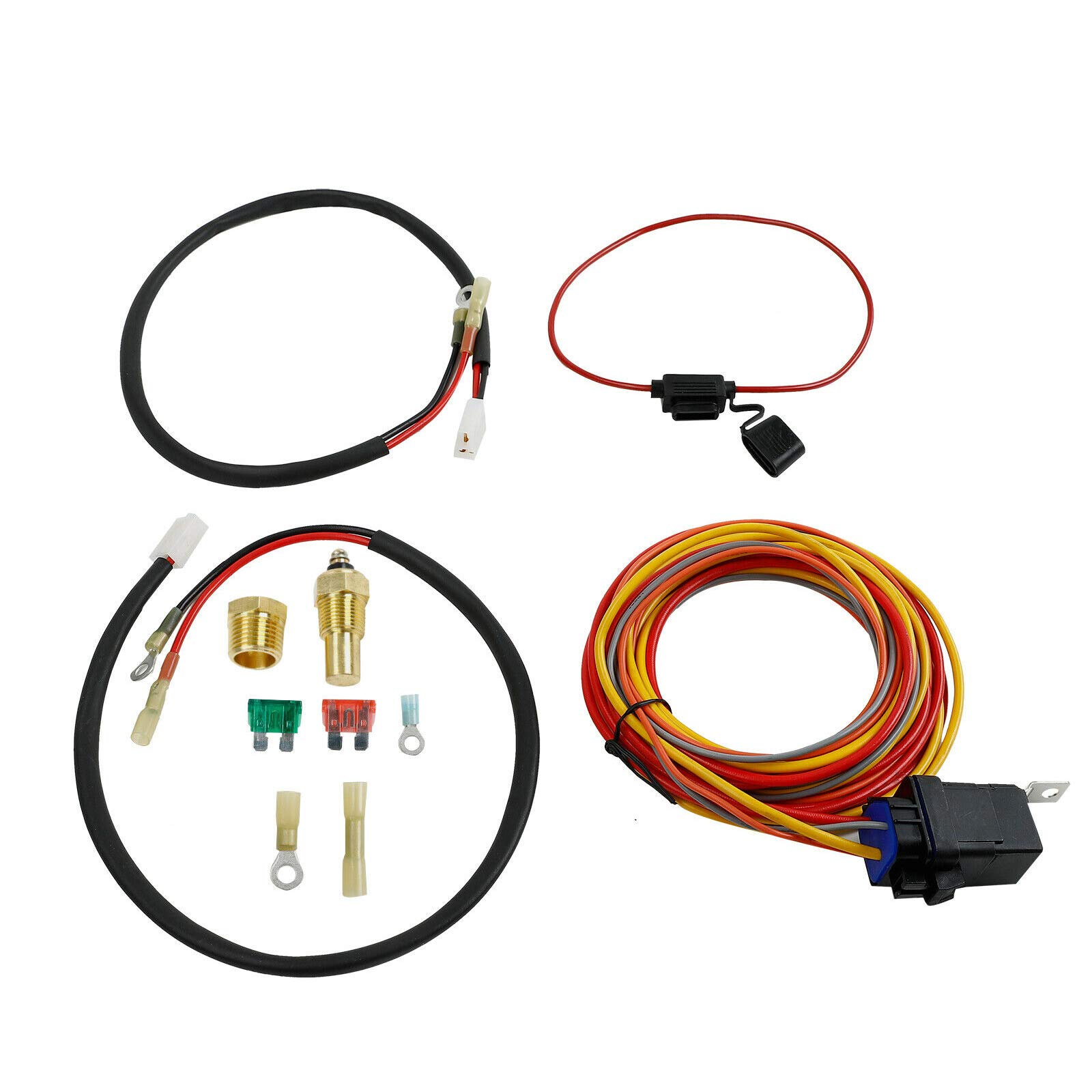 Dual Electric Cooling Fan Wiring Kit with 185°F On / 165°F Off Thermostat - 40/50 AMP Relay for Engine Cooling System - Perfect for Car, Truck & SUV Performance Upgrades