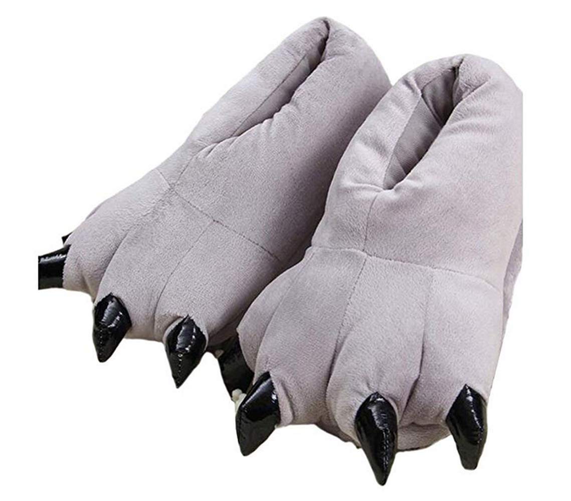 Unisex Plush Animal Paw Slippers - Fuzzy Warm House Shoes for Men & Women | Dinosaur & Claw Design | Perfect for Winter Comfort, Home Lounging & Gifts