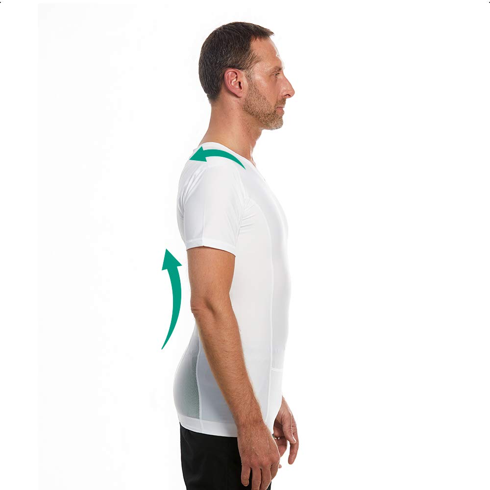 Men's Posture Corrector T-Shirt - Breathable Mesh Back Brace for Shoulder & Spine Alignment - Relieves Neck, Cervical & Lumbar Pain - Ideal for Office Work, Driving & Daily Activities