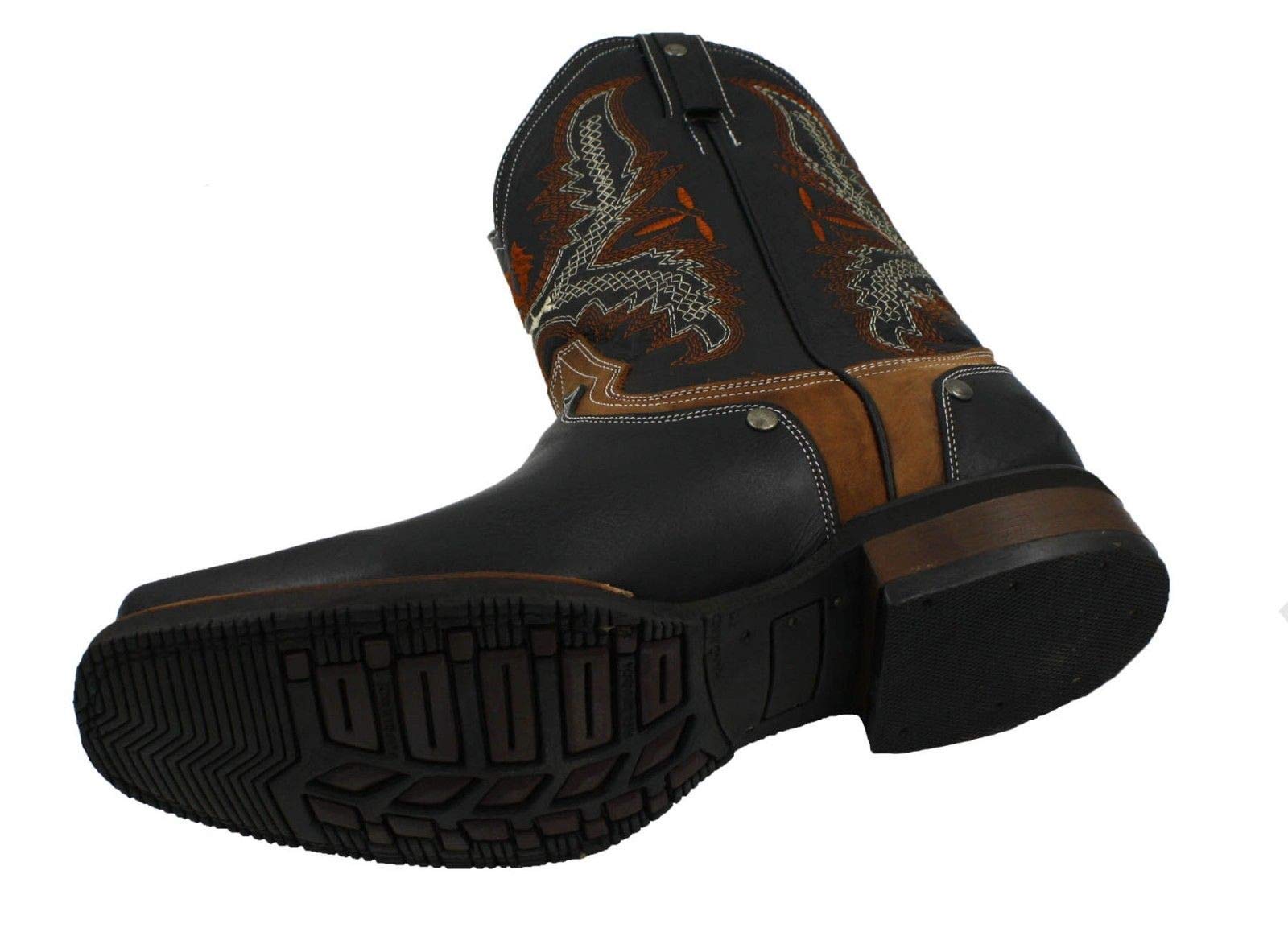 Dona Michi Men's Genuine Leather Rodeo Cowboy Boots - Western Square Toe Boots for Rodeo, Country Dancing & Outdoor Adventures - Style 940