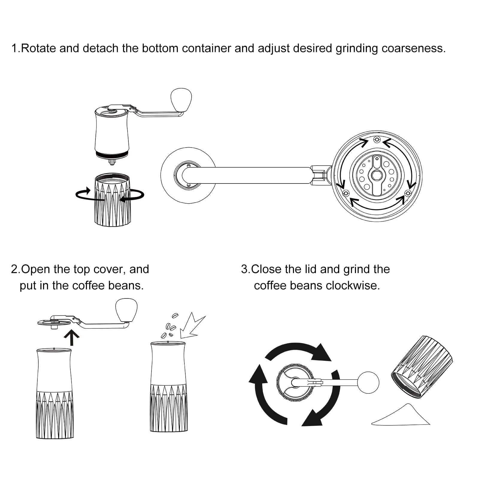 Premium Manual Coffee Grinder - Foldable Stainless Steel Hand Crank Coffee Bean Mill with Adjustable Ceramic Burr for Espresso, French Press & Pour Over - Perfect for Home, Camping, Travel & Gifts - Compact & Portable Coffee Accessory for Coffee Lovers