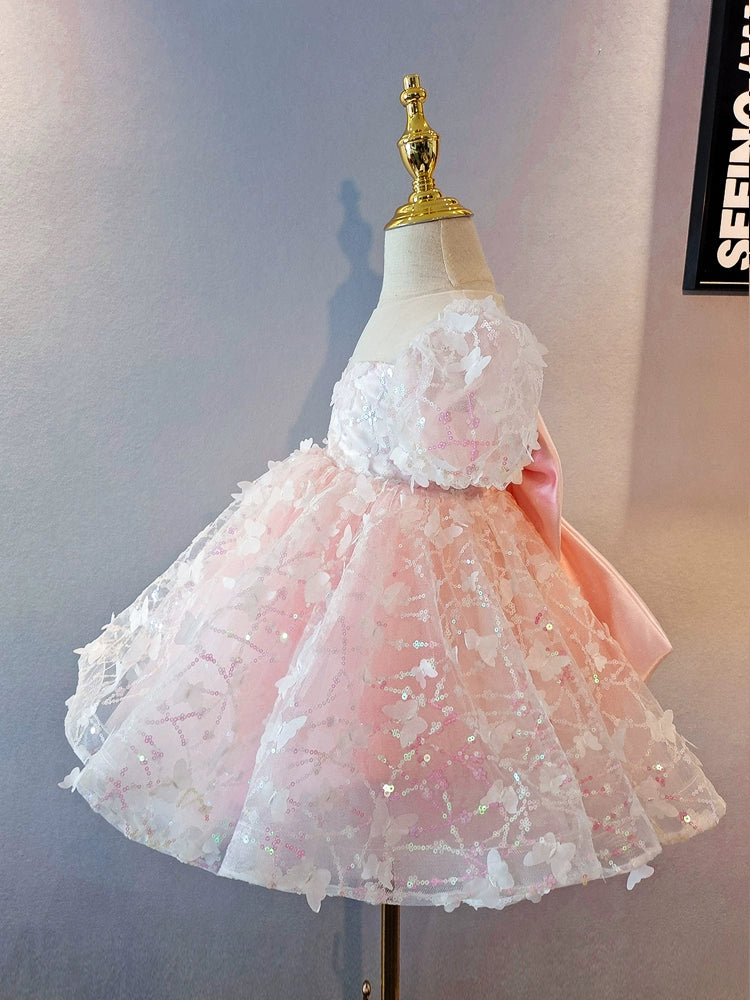 Pink Tulle Flower Girl Dress for Princess Sweetheart Tea Length - Perfect for Weddings, Birthday Parties, and Special Occasions