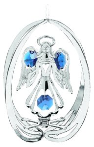 Oval Shell Angel Sun Catcher with Blue Crystals - Home & Garden Decor