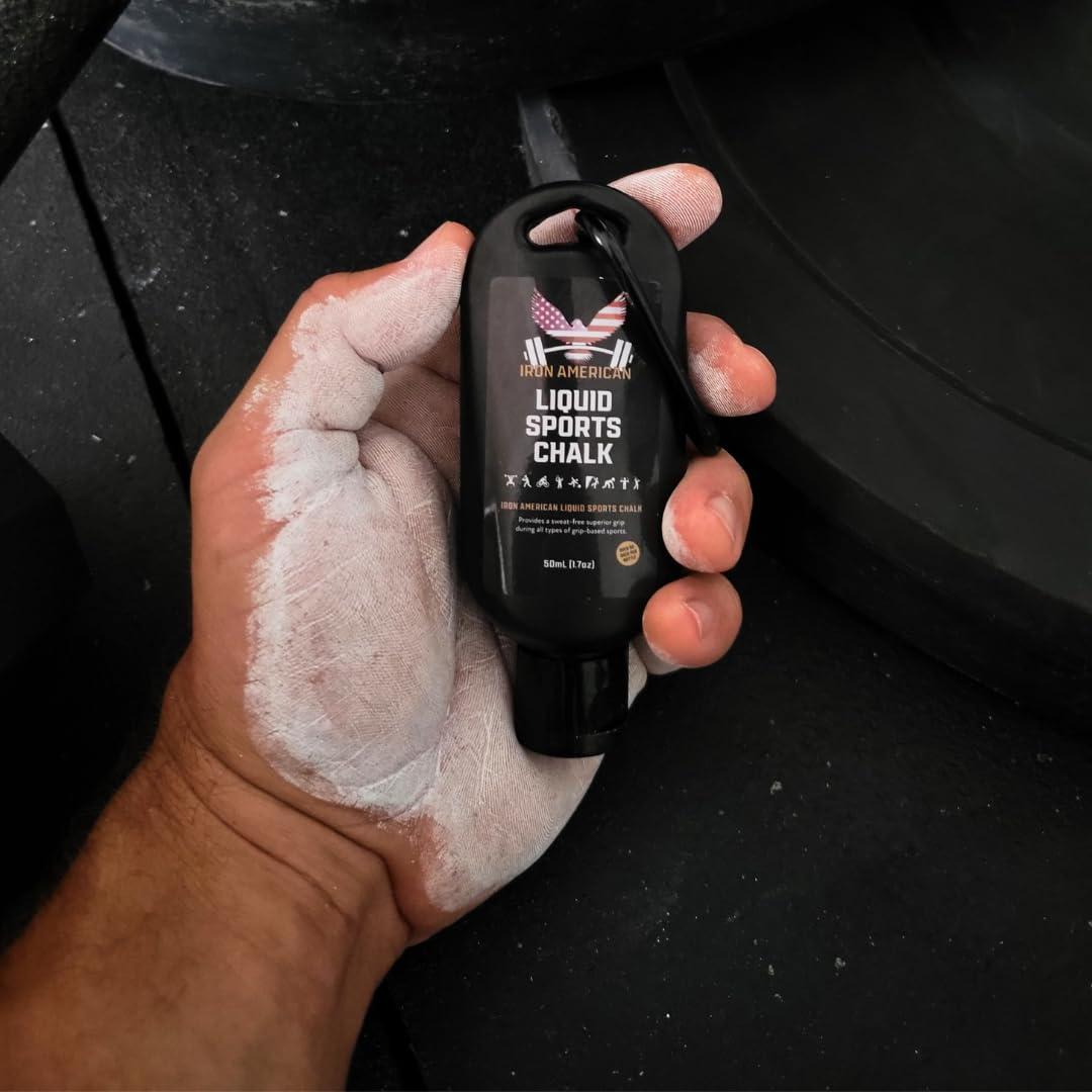 IRON AMERICAN Liquid Chalk - No Mess Long Lasting Grip Chalk for Weightlifting, Gymnastics, Rock Climbing & Fitness Training | Advanced Hand Chalk for Gym | Perfect for CrossFit, Powerlifting & Outdoor Workouts