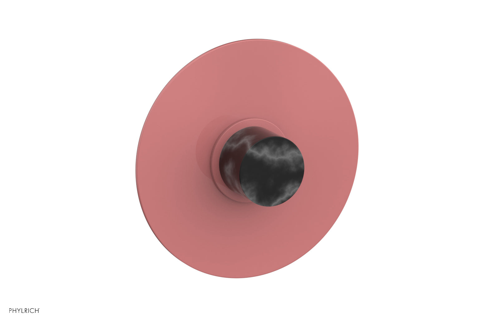 BASIC II 3/4 Thermostatic Round Shower Trim Plate with Black Marble Handle - Modern Bathroom Faucet for Luxury Showers (Model 4 182) | Perfect for Spa-Like Bathroom Renovations