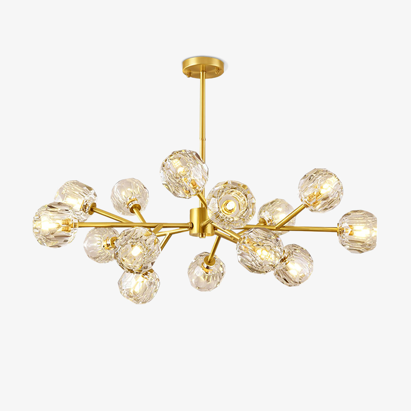 Crystal Ball Round Cluster Chandelier - Elegant Glass Sphere Ceiling Light Fixture for Dining Room, Bedroom & Living Room Decor