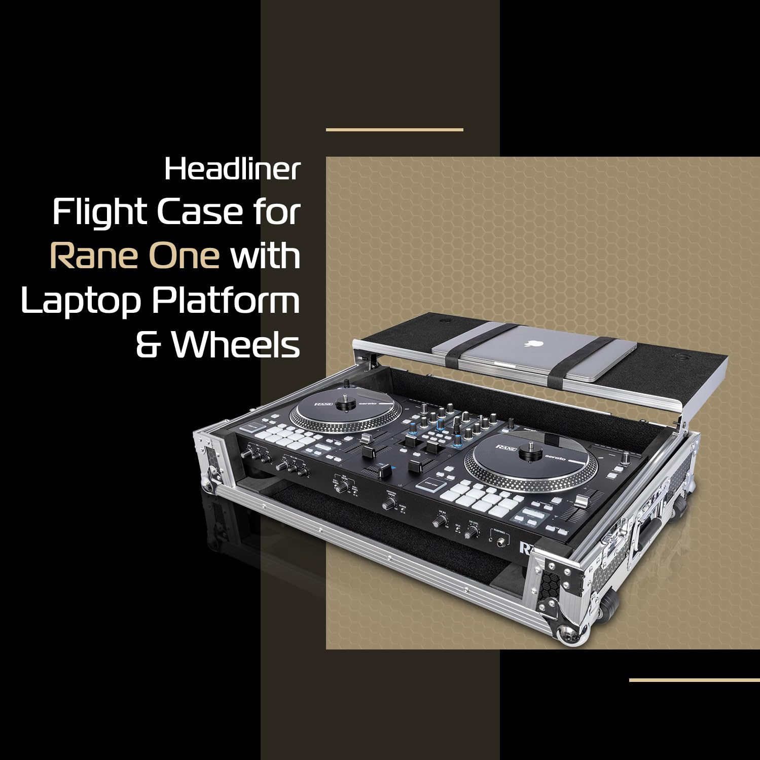 Rane One Compatible Headliner Flight Case with Laptop Platform & Wheels - Perfect for DJ Gigs, Music Performances & Travel Protection