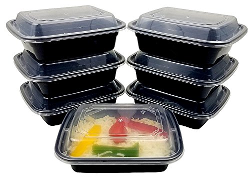 12 oz. Black Oblong Microwave & Freezer Safe Food Storage Containers with Lids - BPA Free, Stackable (Pack of 10) - Ideal for Meal Prep, Leftovers & Office Lunches