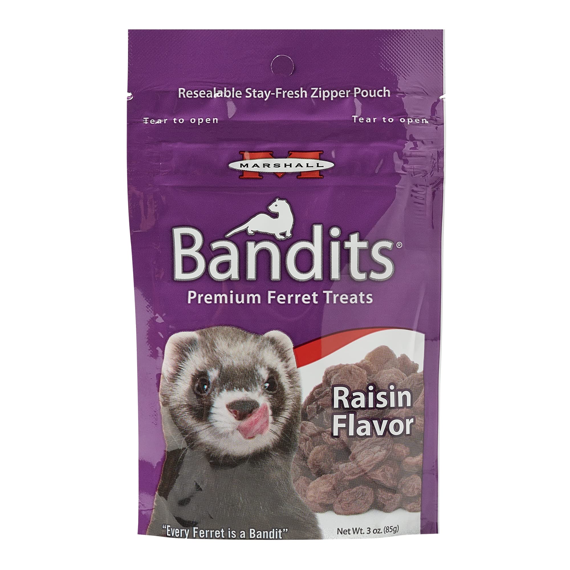 Marshall Pet Products Natural High-Protein Ferret Treats - Raisin Flavor Semi-Moist Chews, 3 oz | Healthy Snacks for Active Ferrets | Perfect for Training & Playtime Rewards
