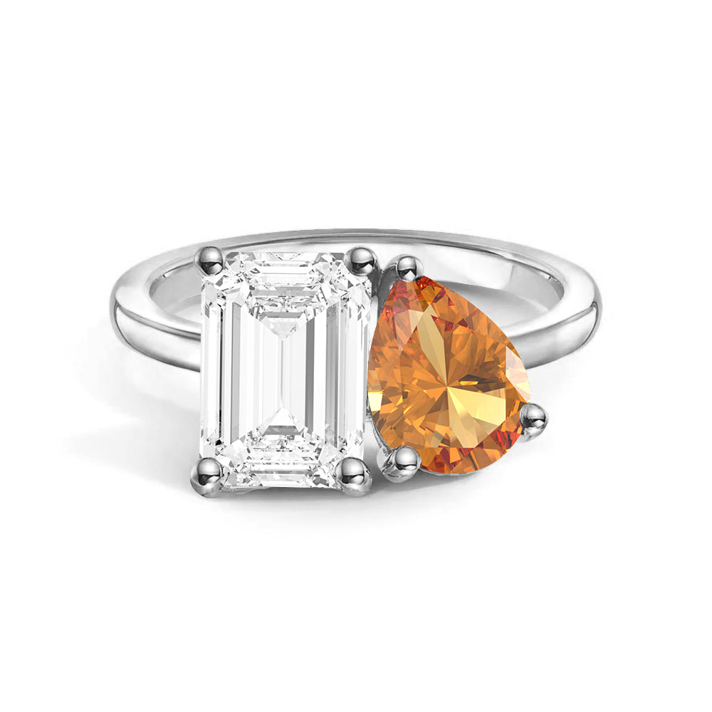 Personalized Toi et Moi Moissanite Birthstone Ring - Custom Anniversary Gift for Couples, Engagements & Romantic Occasions