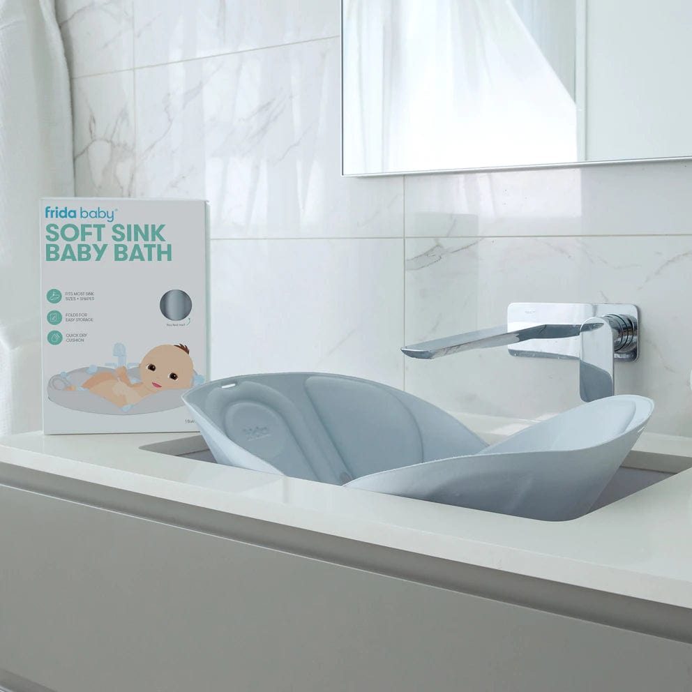 Fridababy Soft Sink Baby Bath Tub - Newborn to Toddler Bathtub with Drain Plug, Non-Slip Design for Safe Bathing | Perfect for Home, Nursery & Travel Use