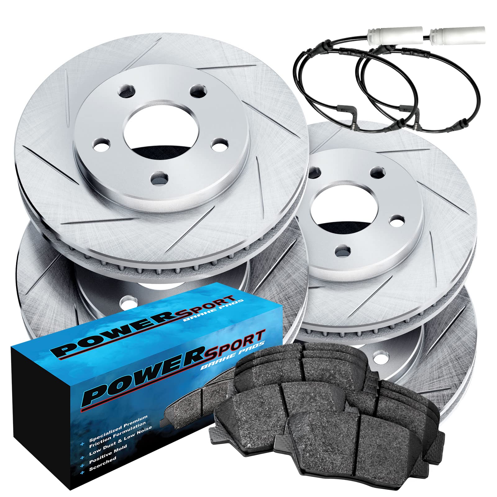 High-Performance PowerSport Front & Rear Brake Kit - Ceramic Brake Pads & Rotors for 2013 BMW 328i xDrive | Smooth Stopping Power for City Driving & Highway Commutes