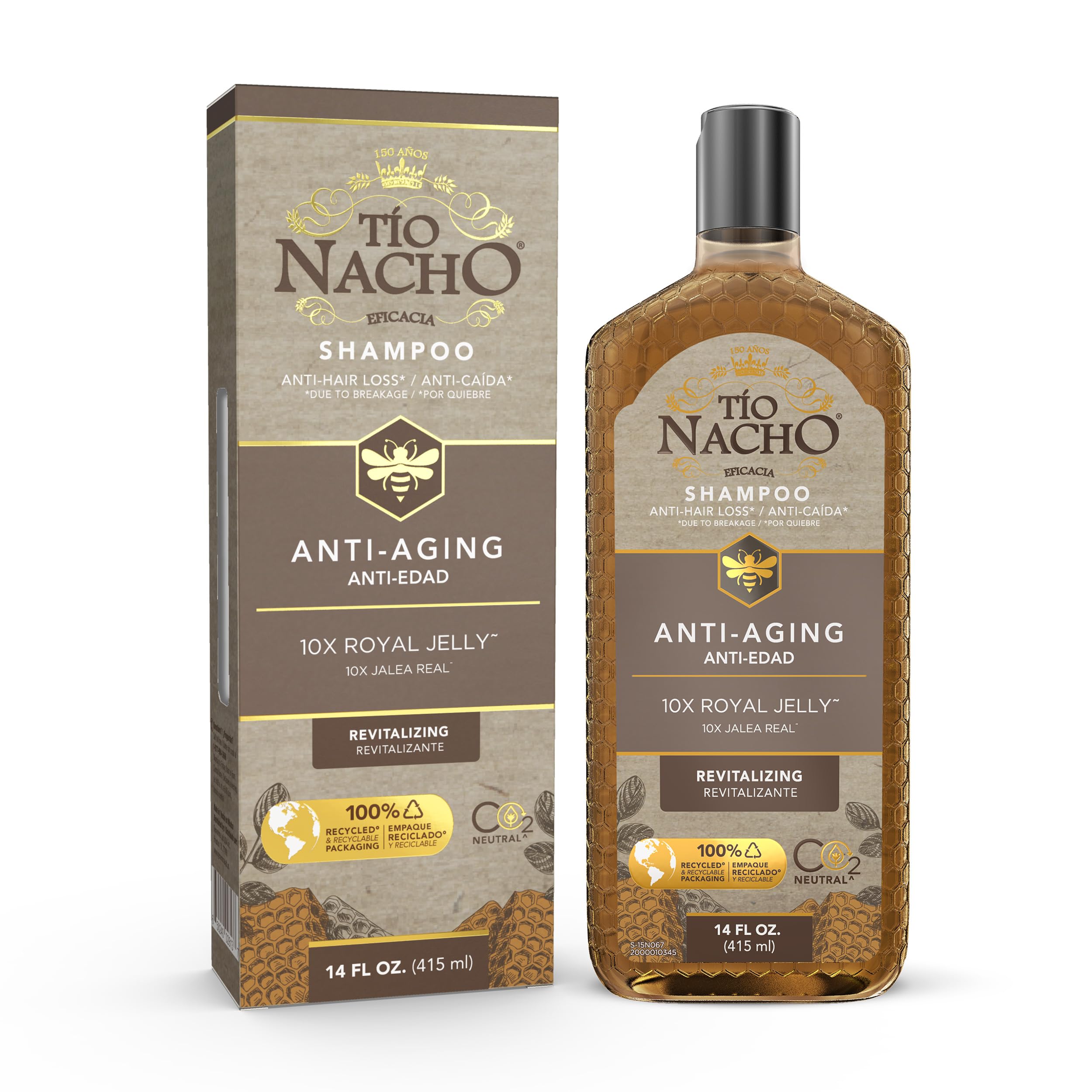 Tio Nacho Younger Looking Revitalizing Shampoo with Royal Jelly - 14 oz | Anti-Aging Hair Care for Thicker, Healthier Hair | Perfect for Daily Use & Damaged Hair Repair