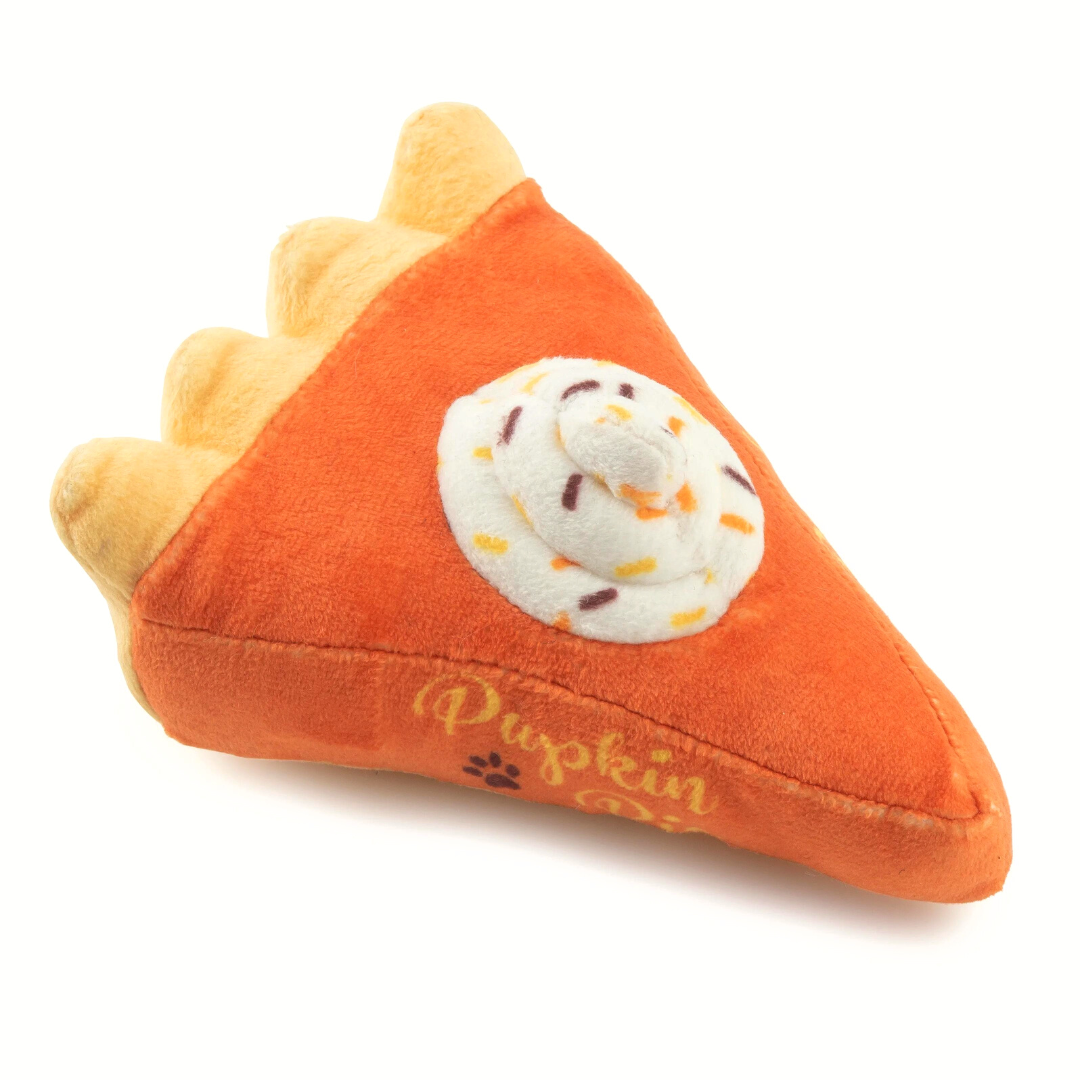 Pupkin Pie Slice Dog Toy - Soft & Durable Chew Toy for Small & Medium Dogs - Perfect for Playtime, Training & Halloween Pet Costume Accessories
