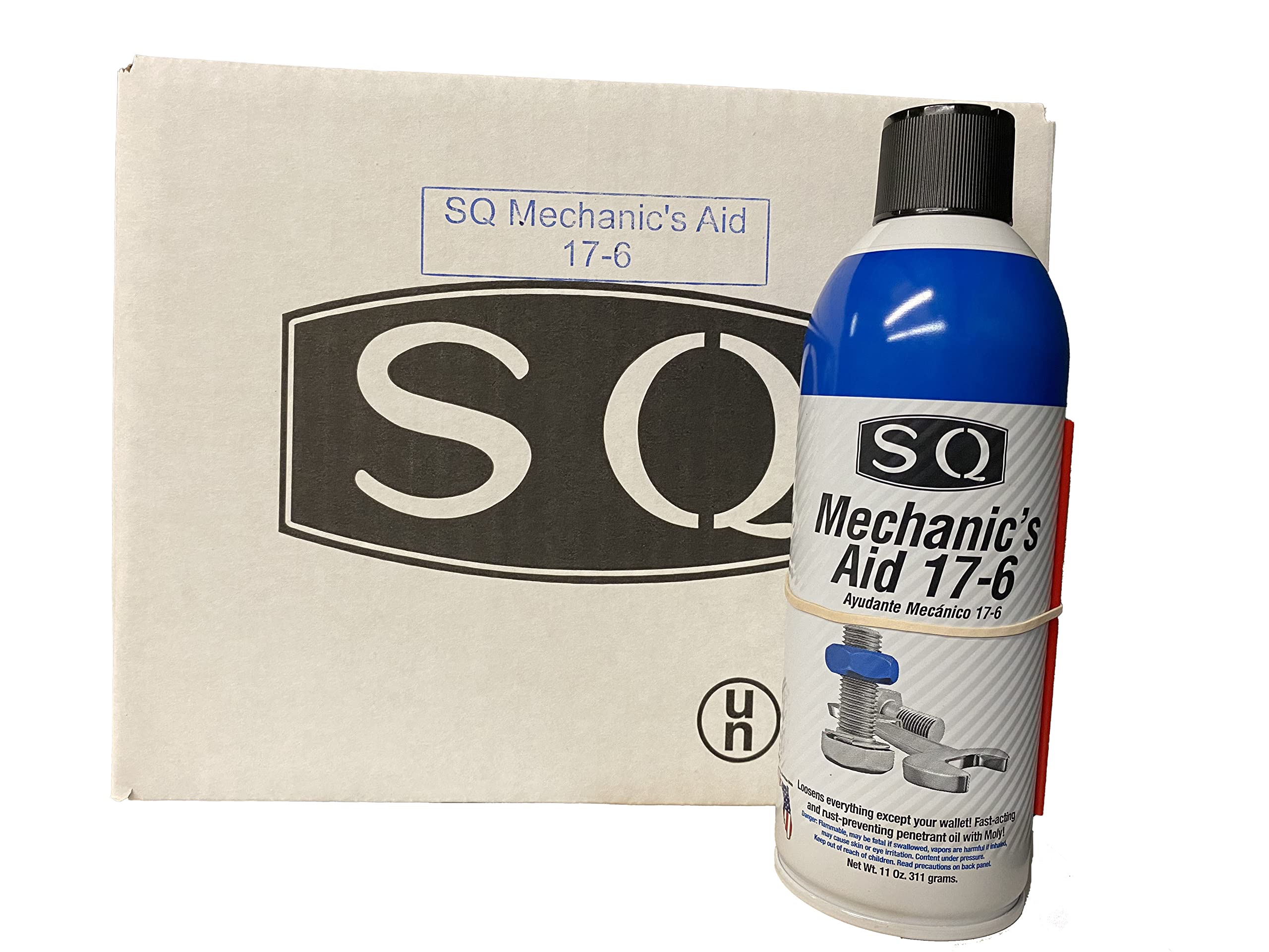 SQ Penetrating Catalyst Oil 17-6 Mechanic's Aid - 12 Pack (11 oz per Can) - Rust Remover & Lubricant for Stuck Bolts, Nuts, and Automotive Parts - Ideal for DIY Repairs, Garage, and Workshop Use
