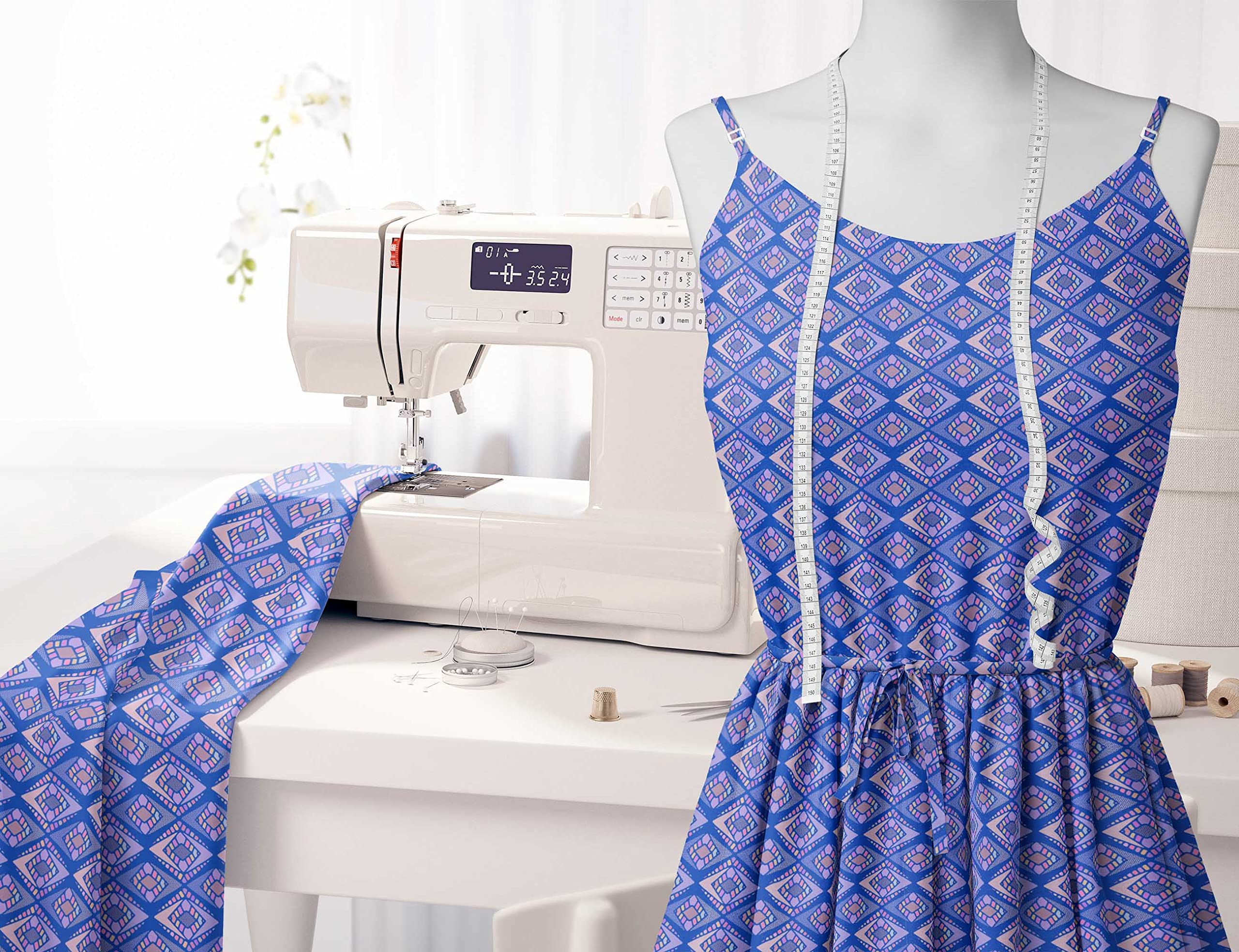 Soimoi Moss Georgette Blue Fabric by The Yard - 42