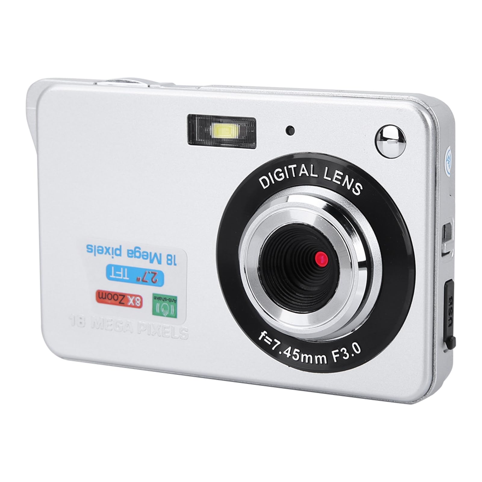 2.7 Inch Kids Digital Camera - HD Video Camcorder & Selfie Camera with Rechargeable Battery, Perfect Birthday Gift for Boys & Girls Ages 3-12 - Capture Family Moments, Travel Adventures & School Activities (Silver)