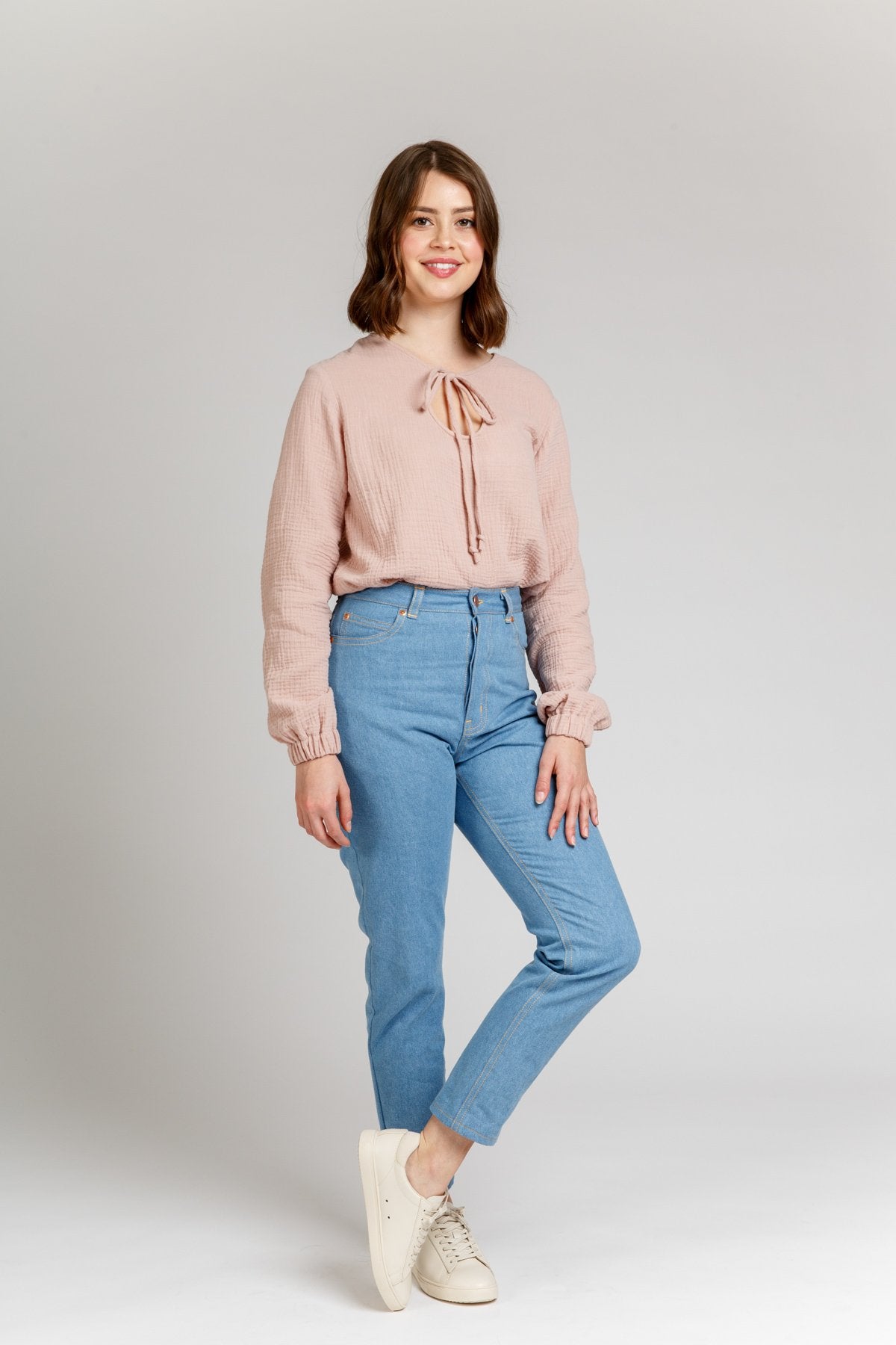 Megan Nielsen Dawn Jeans - High Waist Stretch Denim Pants for Women | Perfect for Casual Wear, Office & Everyday Outfits