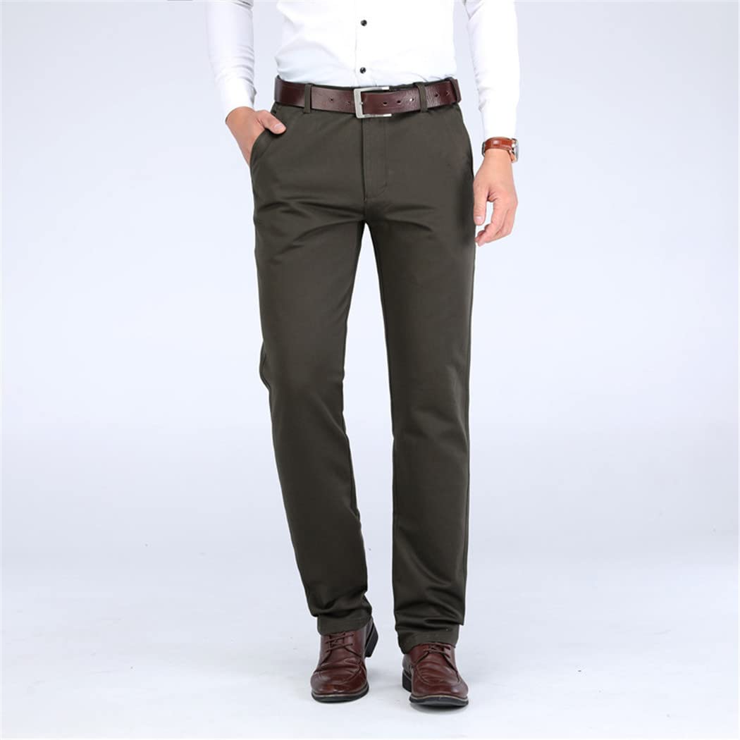 Men's Formal Business Straight Leg Trousers - Khaki Casual Dress Pants for Office & Spring/Autumn Wear - Perfect for Work, Business Meetings & Smart Casual Occasions