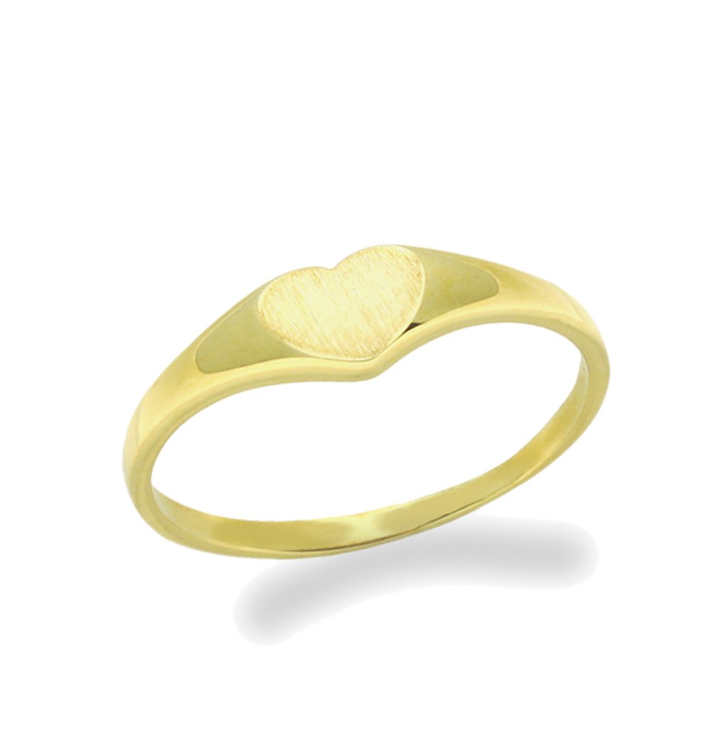 14K Yellow Gold Heart Ring for Women - Size 2 to 5 - Dainty Minimalist Plain Band Ring - Perfect for Valentine's Day, Anniversary & Everyday Wear